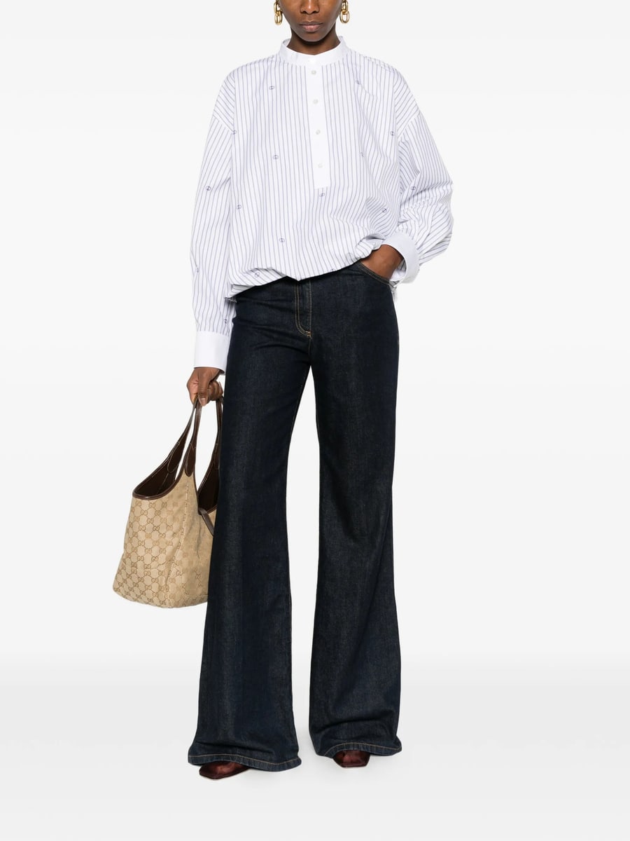 Gucci Gucci Striped Embroidery Blouse, view 4