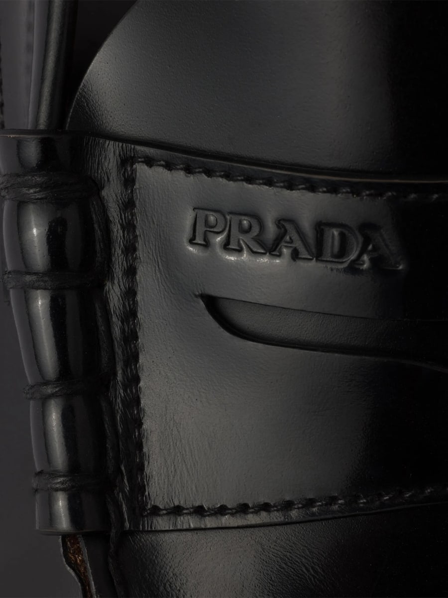 Prada Prada Brushed-leather Loafers, view 4