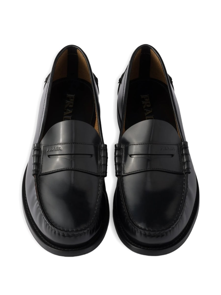Prada Prada Brushed-leather Loafers, view 5