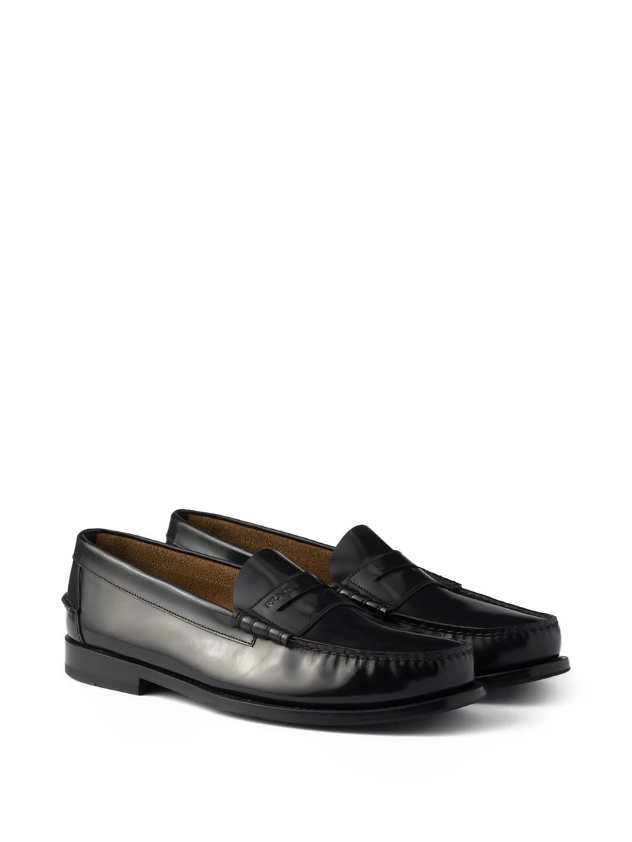 Prada Prada Brushed-leather Loafers, view 6