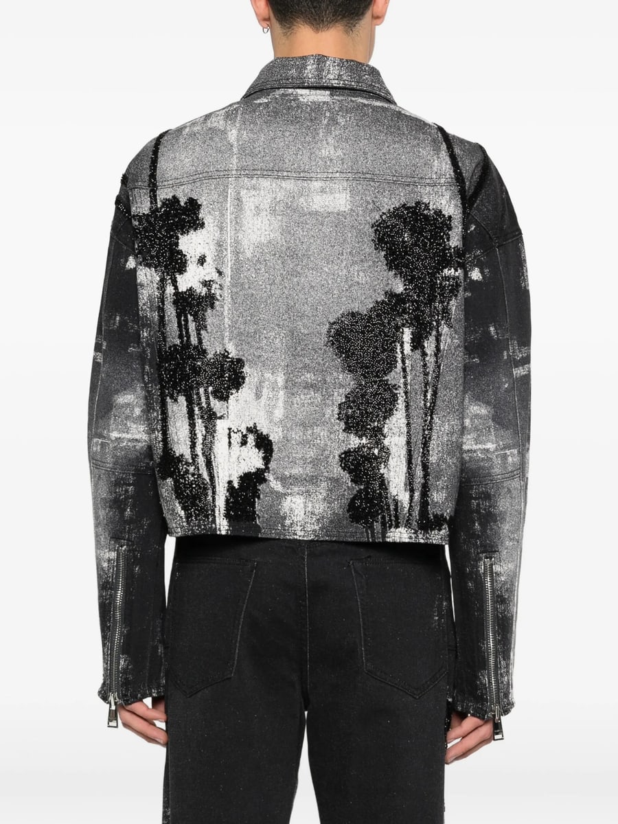 Purple Brand Purple Brand Carpenter Palms Patterned Zip Jacket, view 4