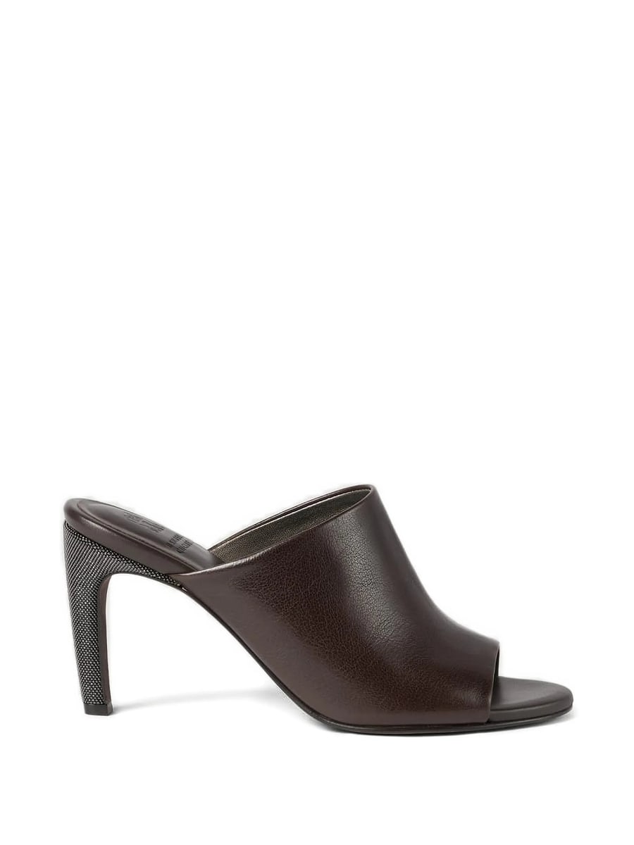 Brunello Cucinelli Brunello Cucinelli Monili-embellished Leather Heeled Mules