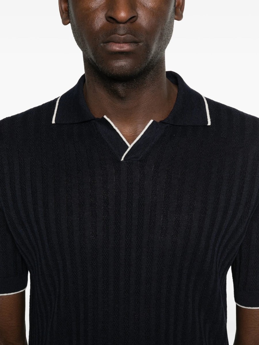 Fedeli Fedeli Ribbed V-neck T-shirt, view 3