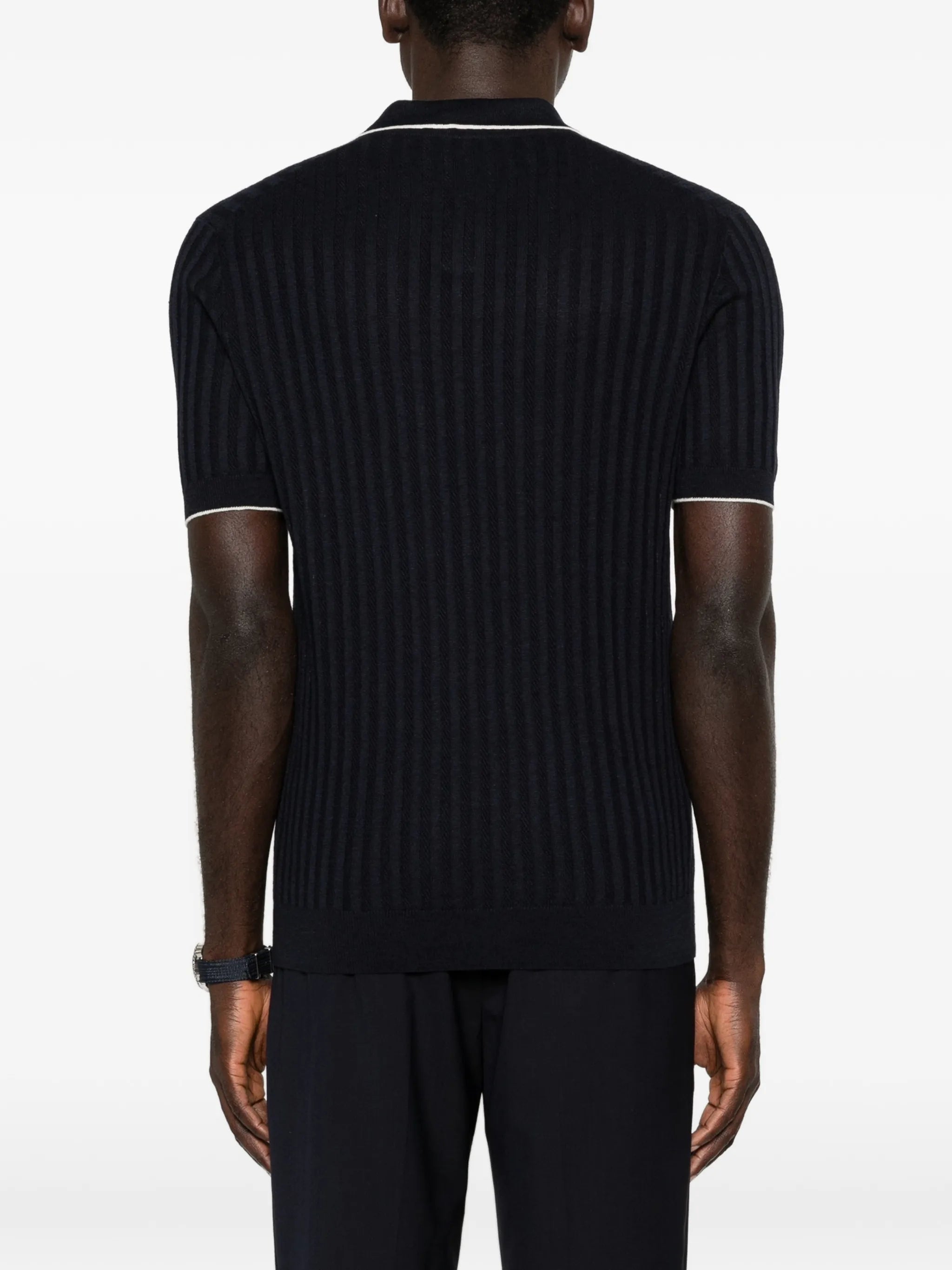 Fedeli Fedeli Ribbed V-neck T-shirt, view 2
