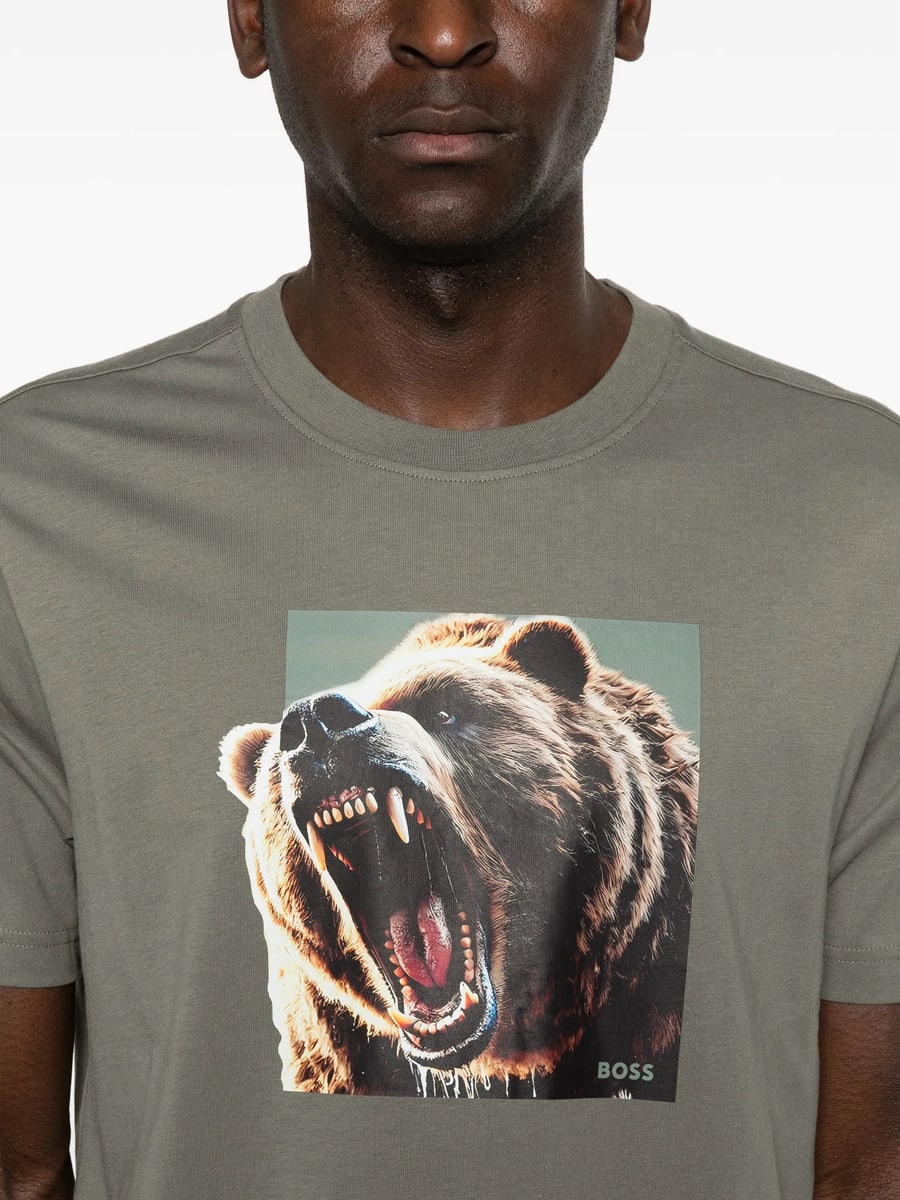 Boss Boss Cotton-jersey T-shirt With Animal Artwork, view 4