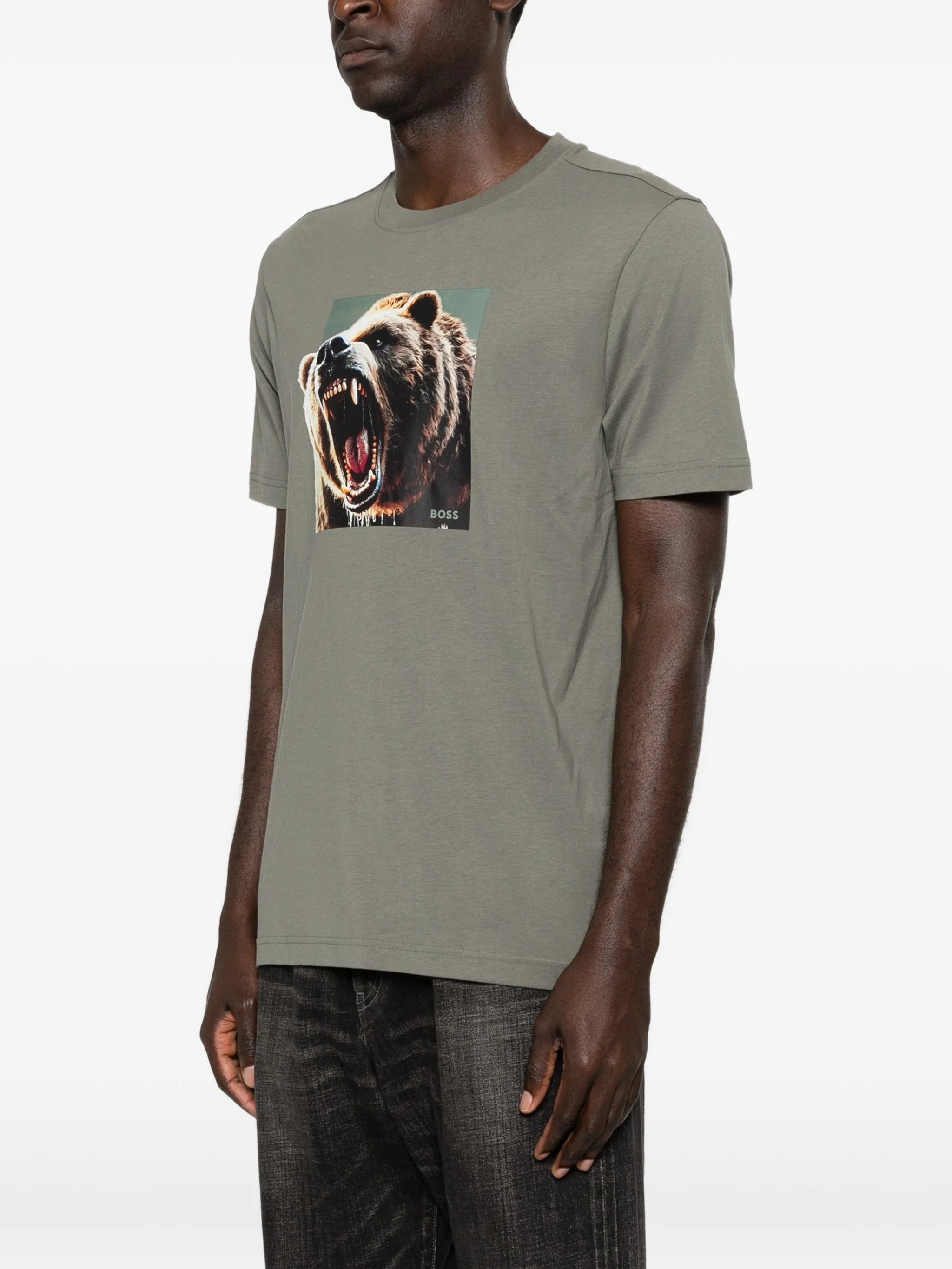 Boss Boss Cotton-jersey T-shirt With Animal Artwork, view 2