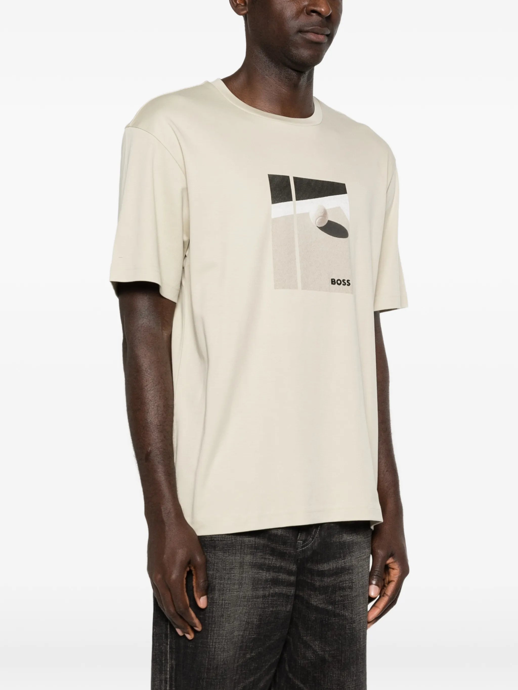 Boss Boss Tennis-artwork T-shirt In Pima Cotton, view 2