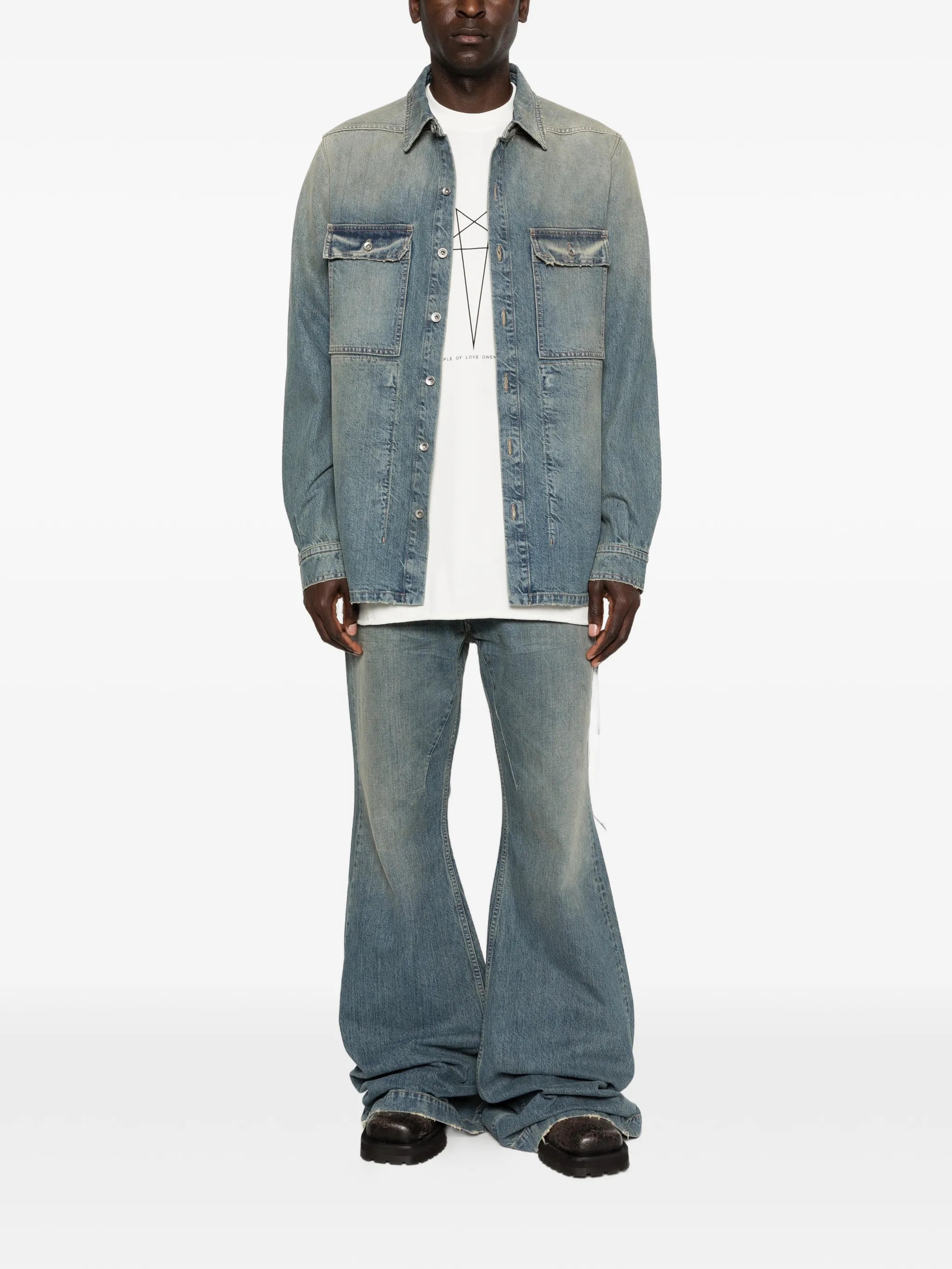 Rick Owens DRKSHDW Rick Owens Drkshdw Frayed-hem Denim Jacket, view 2