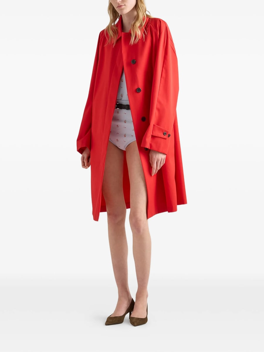 Prada Prada Single-breasted Gabardine Coat, view 6