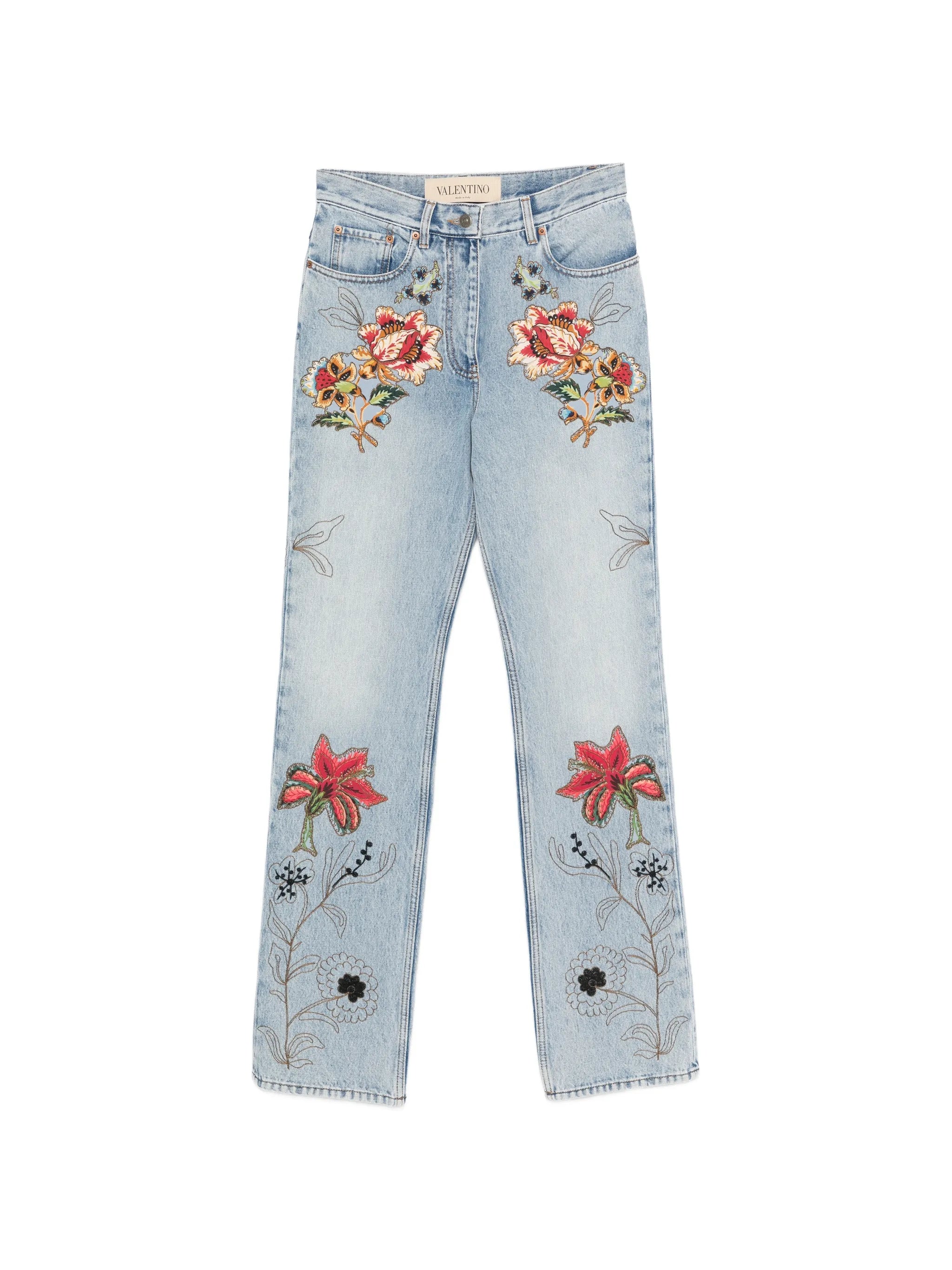 Valentino Valentino Floral-embroidery Jeans