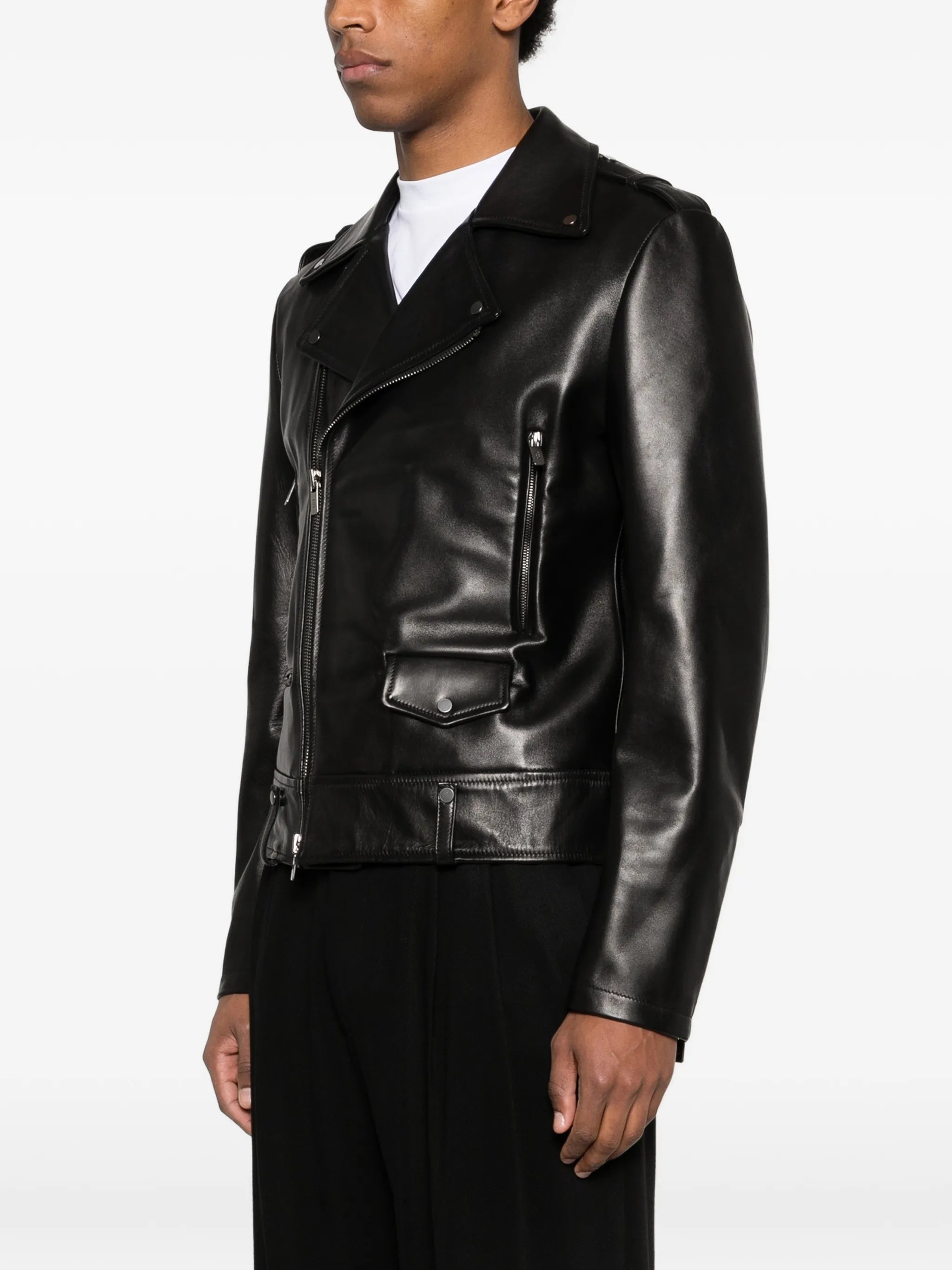 Santoro Santoro Leather Biker Jacket, view 2