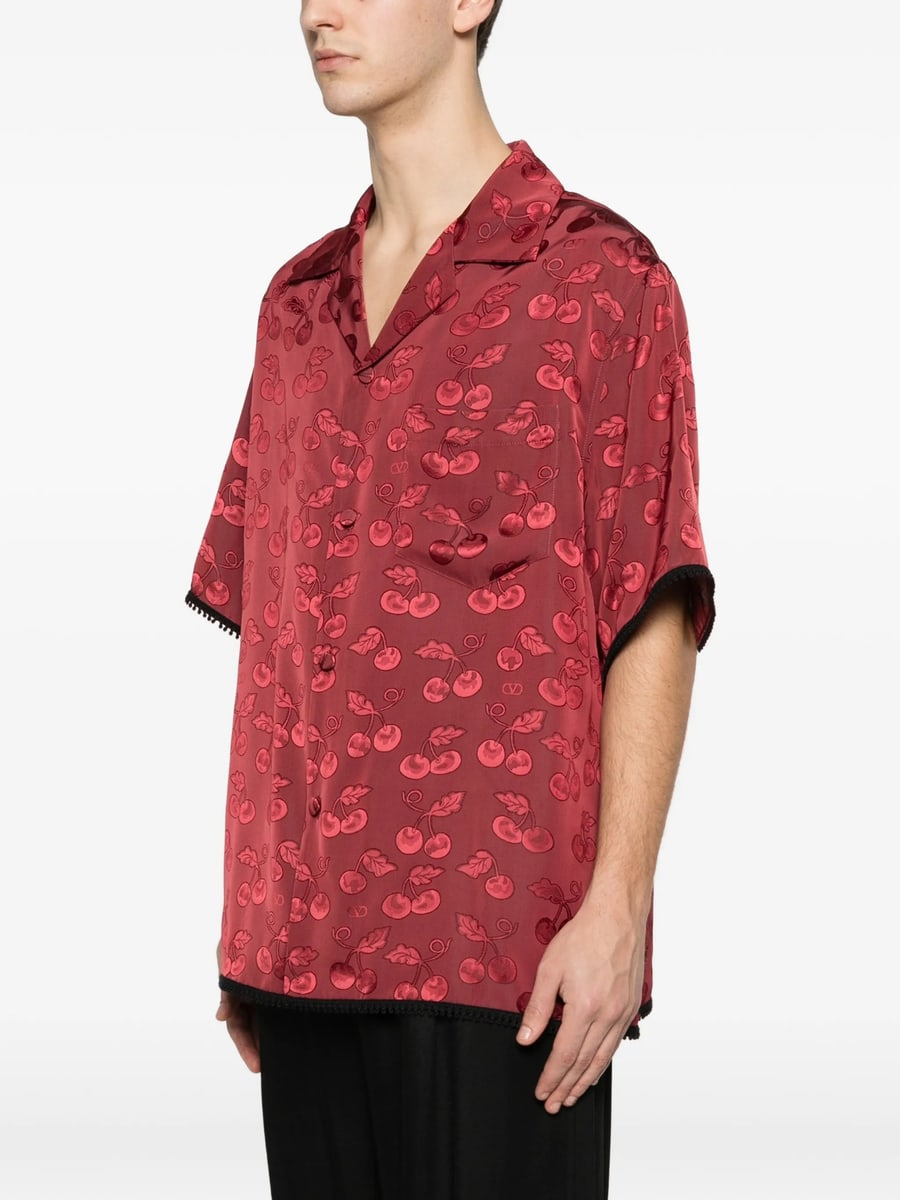 Valentino Valentino Viscose Bowling Shirt With Cherryfic Jacquard Pattern, view 3