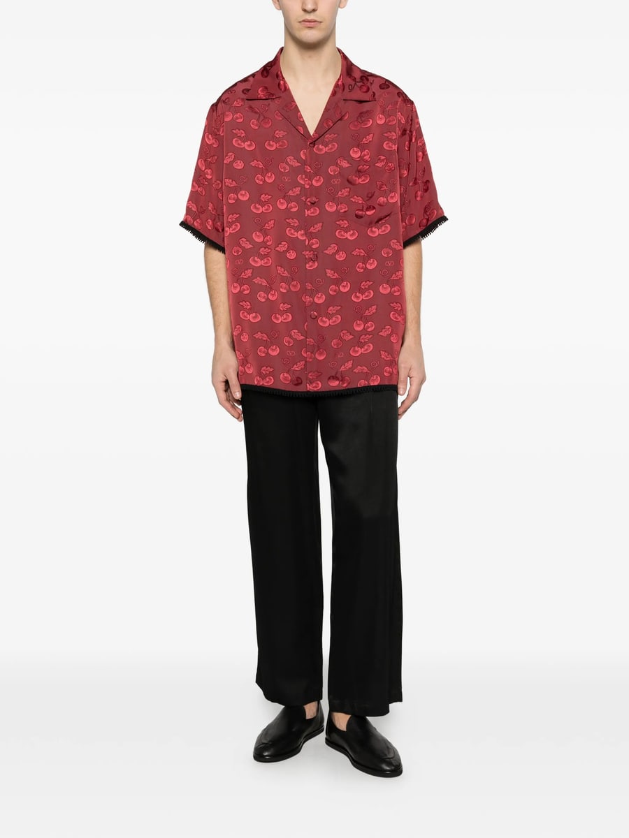 Valentino Valentino Viscose Bowling Shirt With Cherryfic Jacquard Pattern, view 4