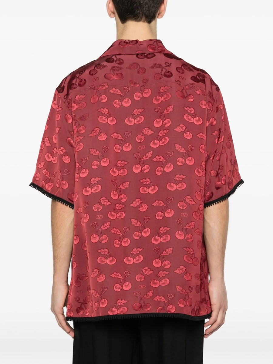 Valentino Valentino Viscose Bowling Shirt With Cherryfic Jacquard Pattern, view 5