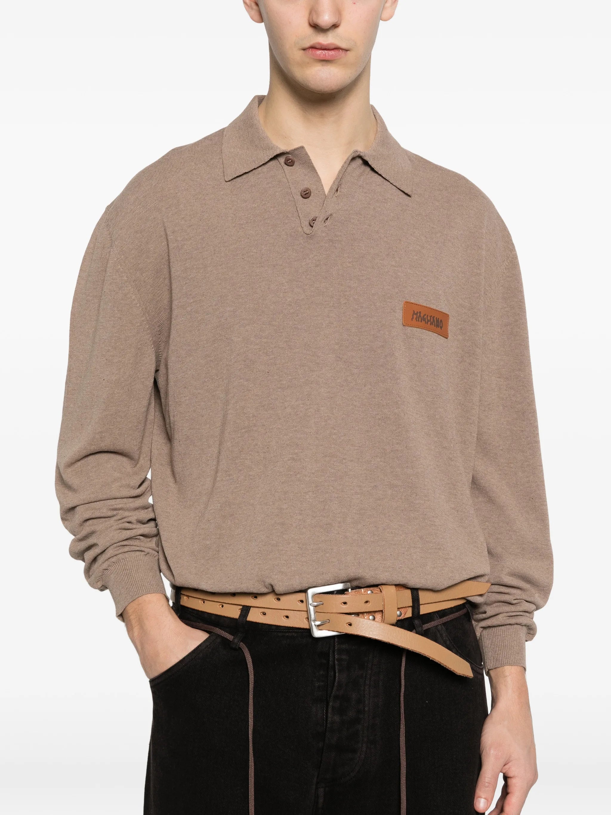 Magliano Magliano Long-sleeve Logo-patch Polo Shirt, view 2