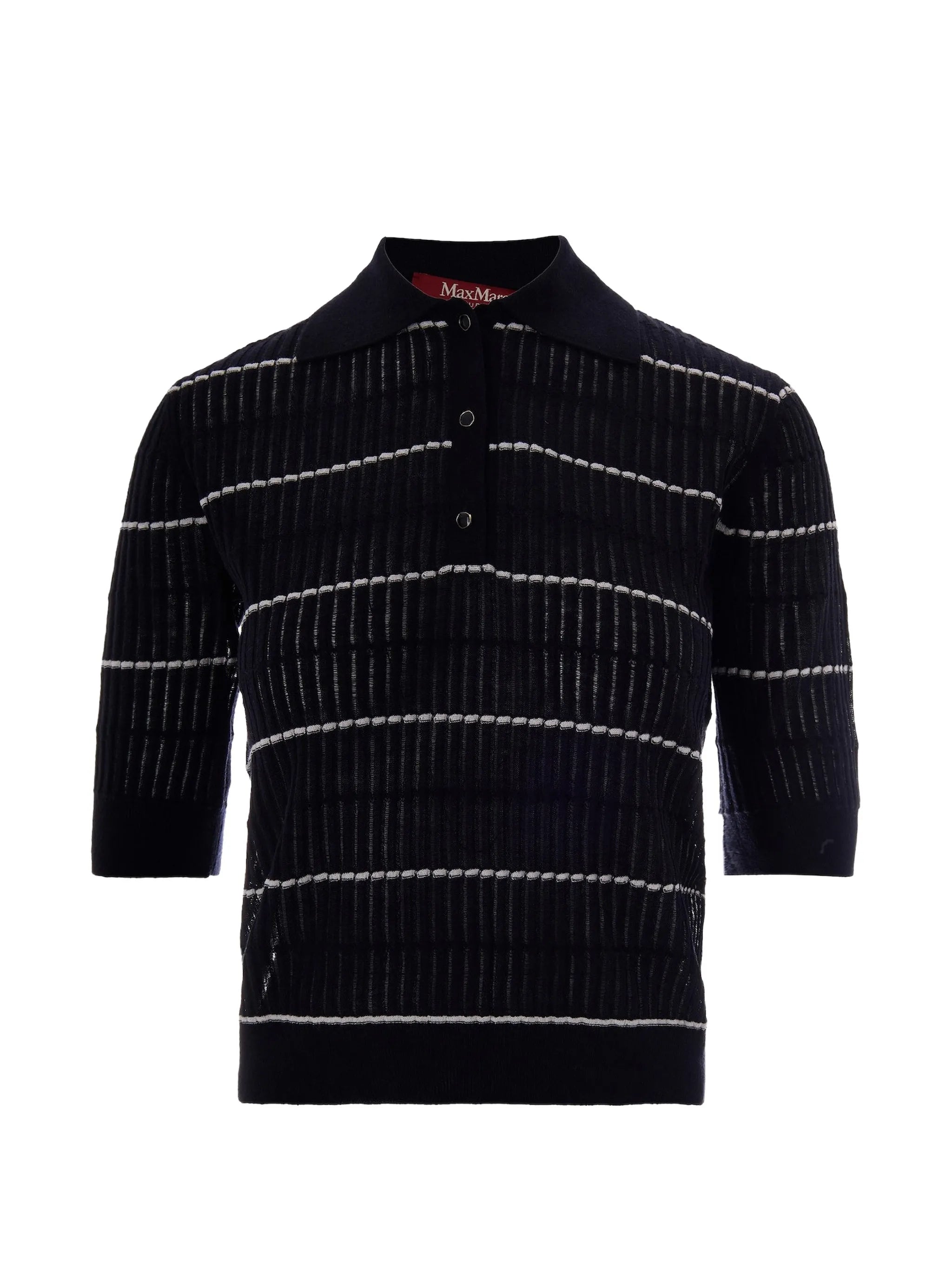 Max Mara Studio Max Mara Studio Striped Ribbed Polo Shirt