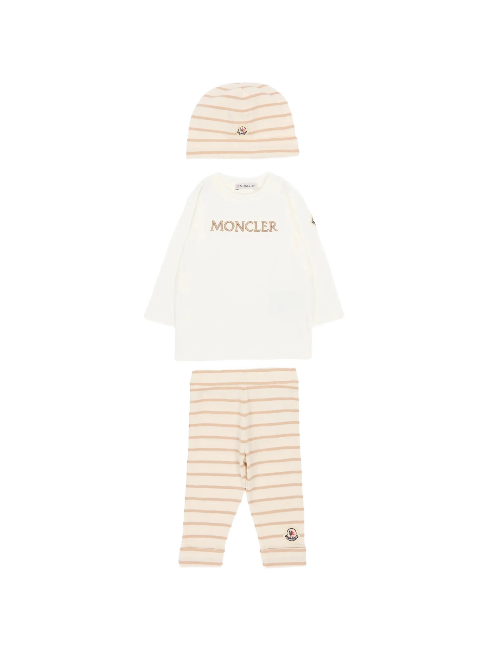 Moncler Moncler Embroidered Logo Striped Trousers Sets (set Of Three)