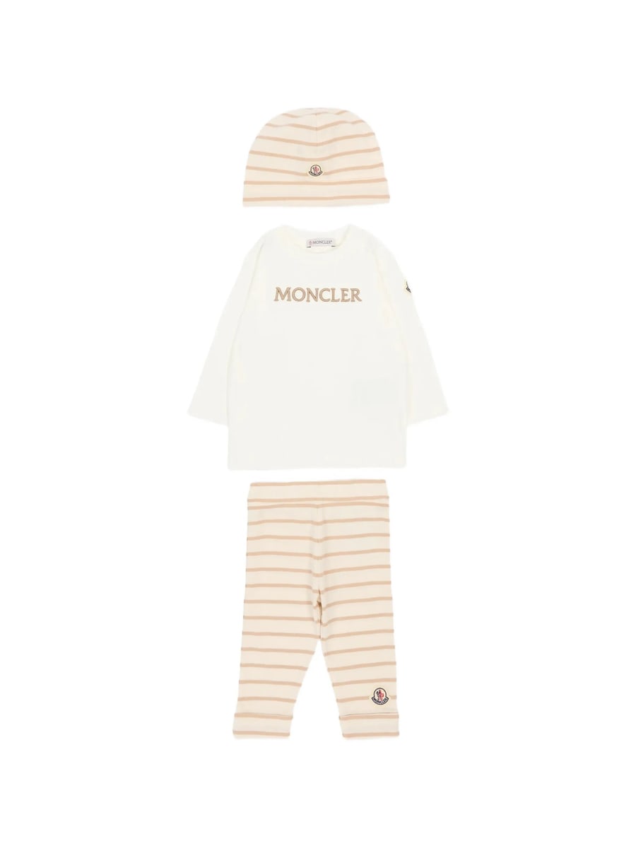 Moncler Moncler Embroidered Logo Striped Trousers Sets (set Of Three)
