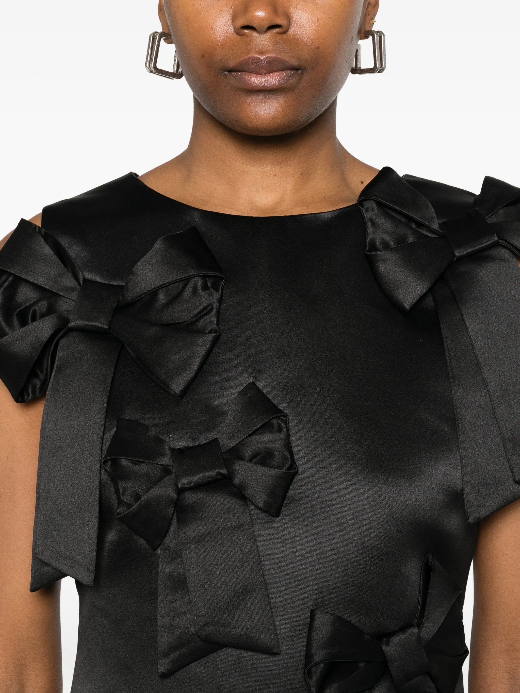 Ganni Ganni Black Satin Bow Dress, view 2