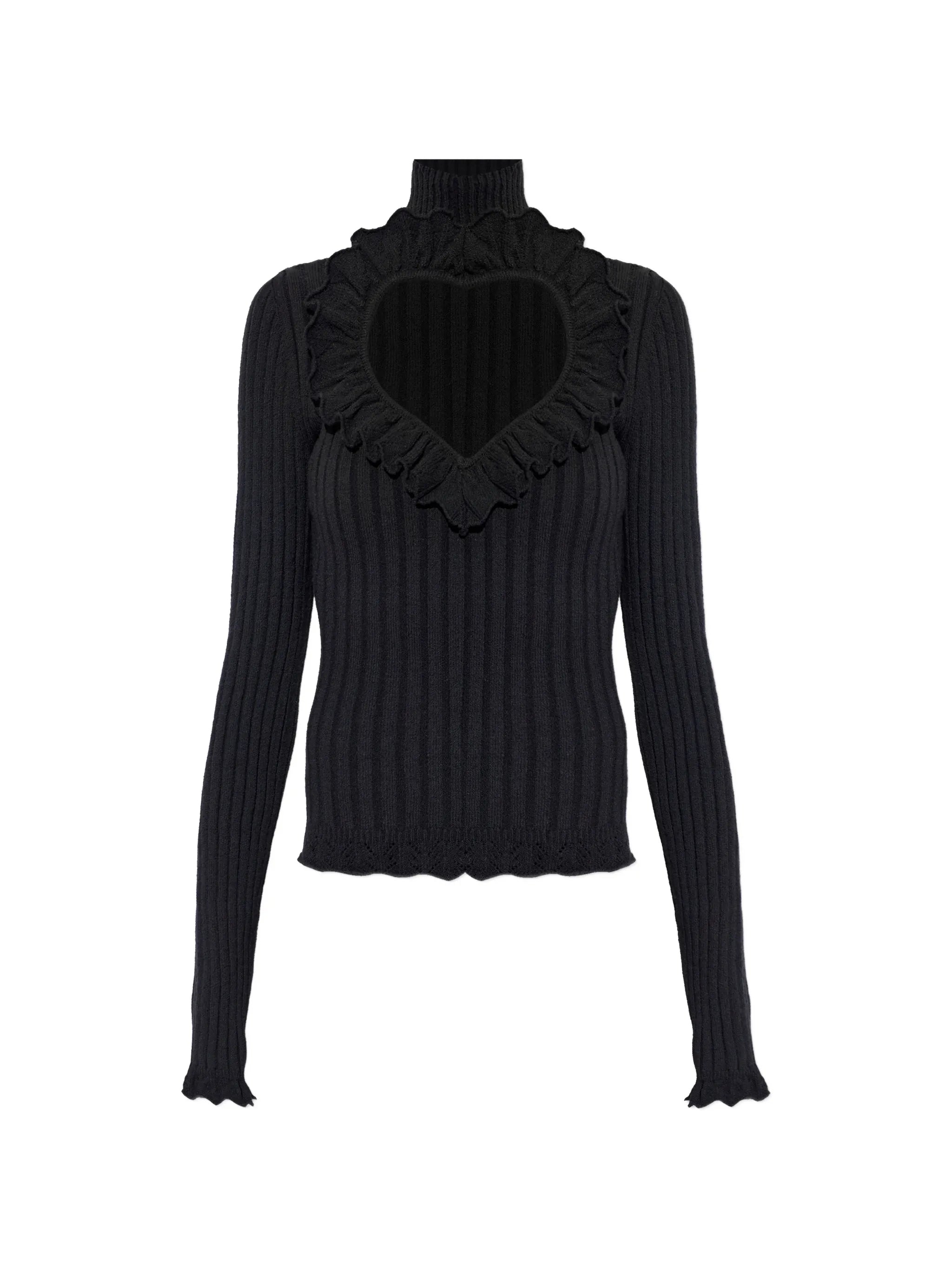 Balenciaga Balenciaga Ruffled Heart-cutout Sweater