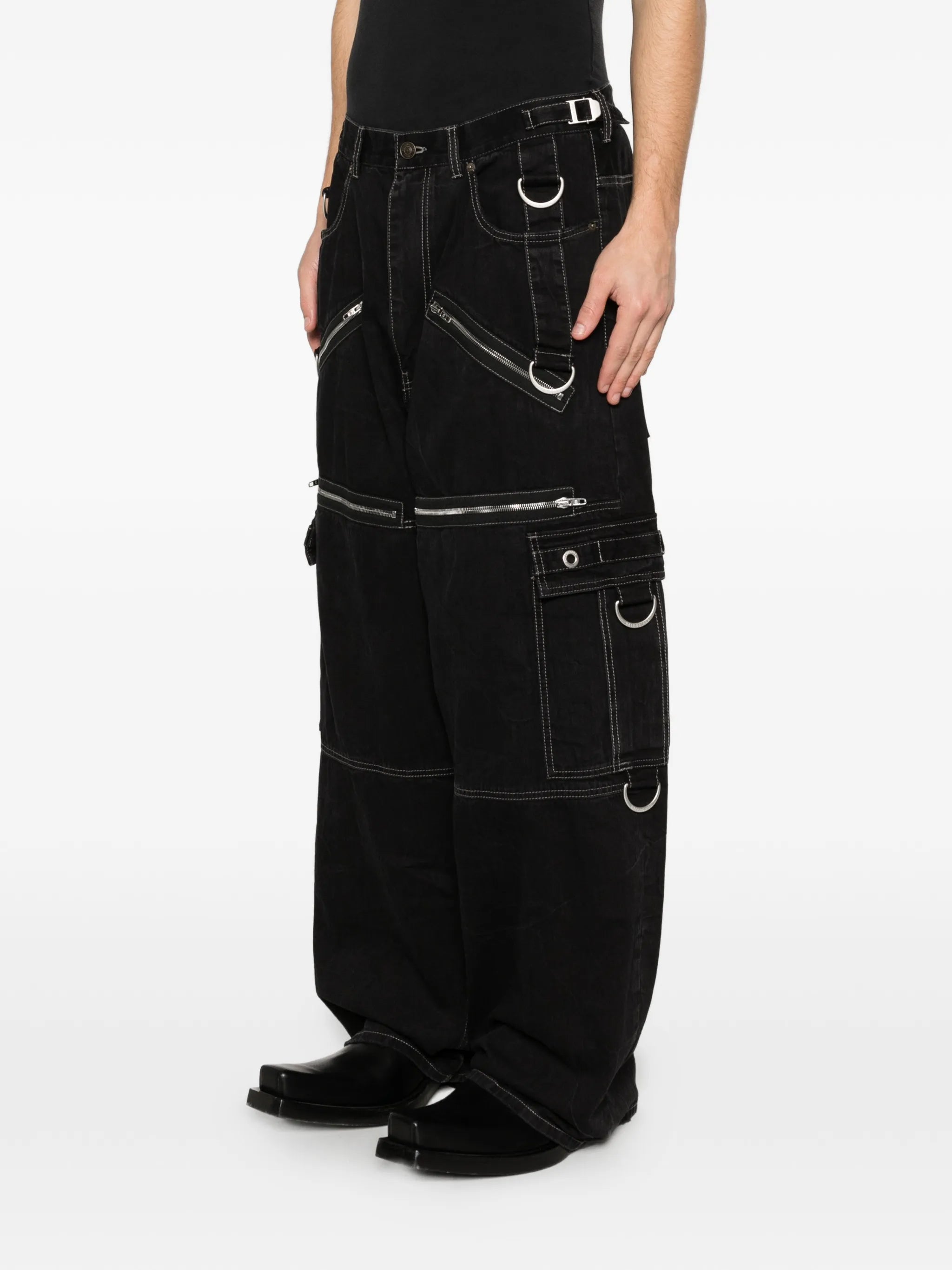 Balenciaga Balenciaga Contrast-stitching Straight Jeans, view 2