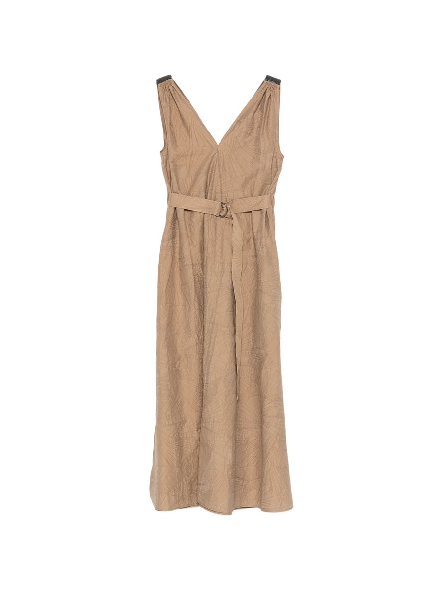 Brunello Cucinelli Brunello Cucinelli V-neck Belted Midi Dress