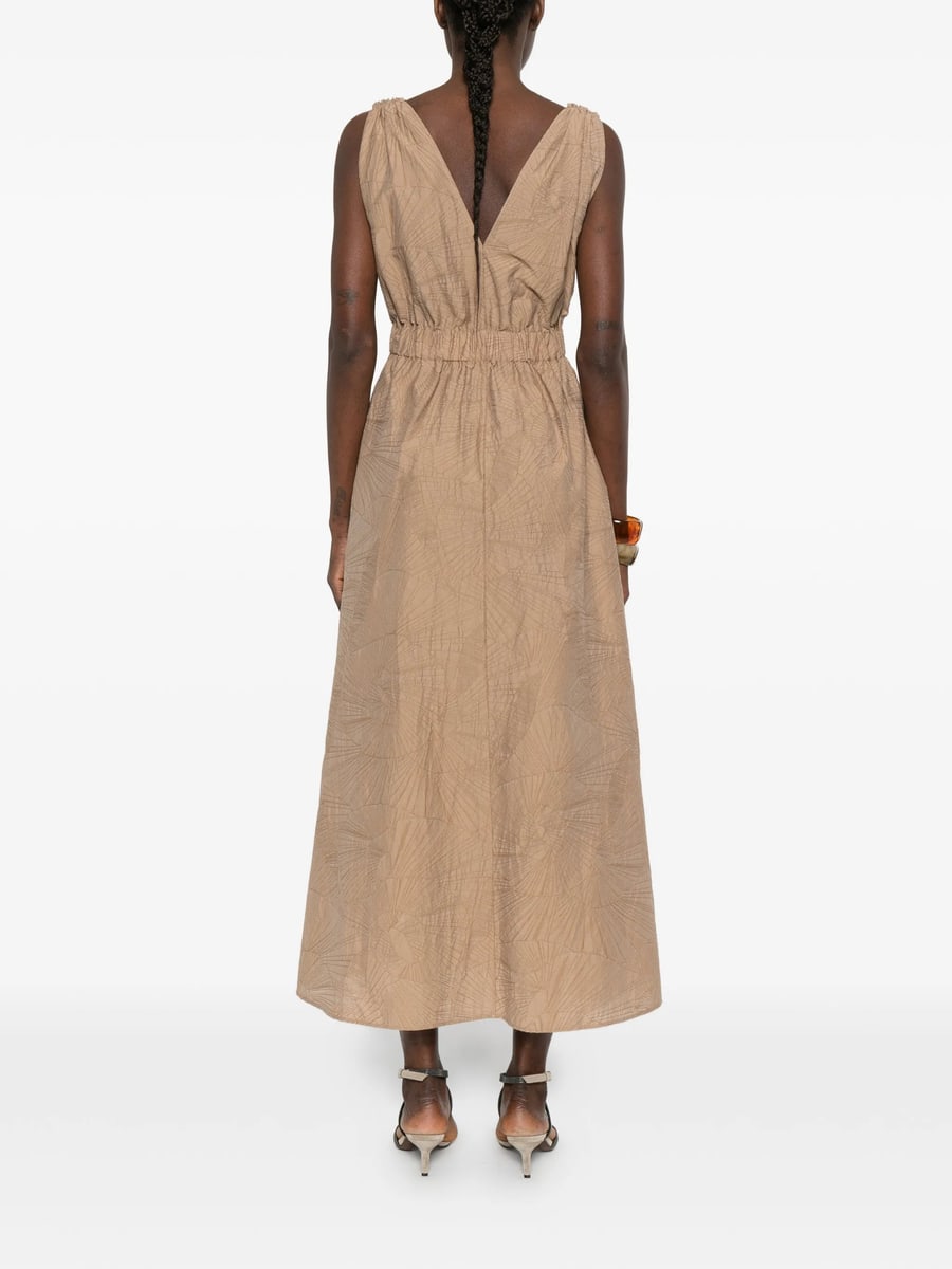 Brunello Cucinelli Brunello Cucinelli V-neck Belted Midi Dress, view 3