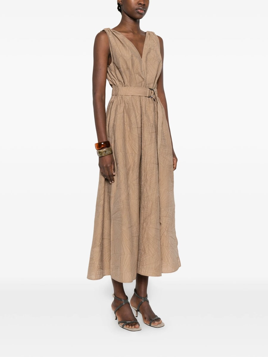 Brunello Cucinelli Brunello Cucinelli V-neck Belted Midi Dress, view 4