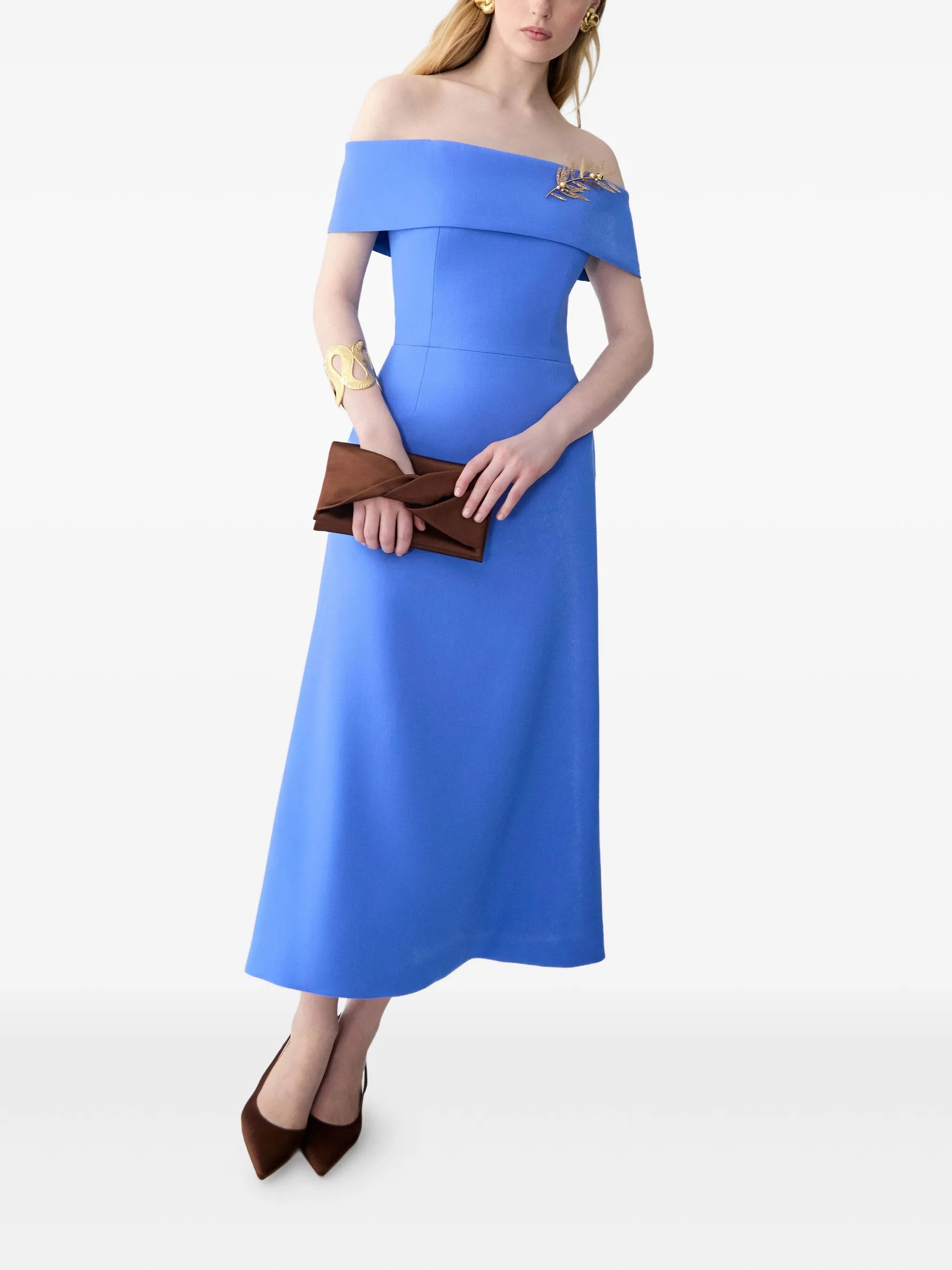 Carolina Herrera Carolina Herrera Off-shoulder A-line Midi Dress, view 2