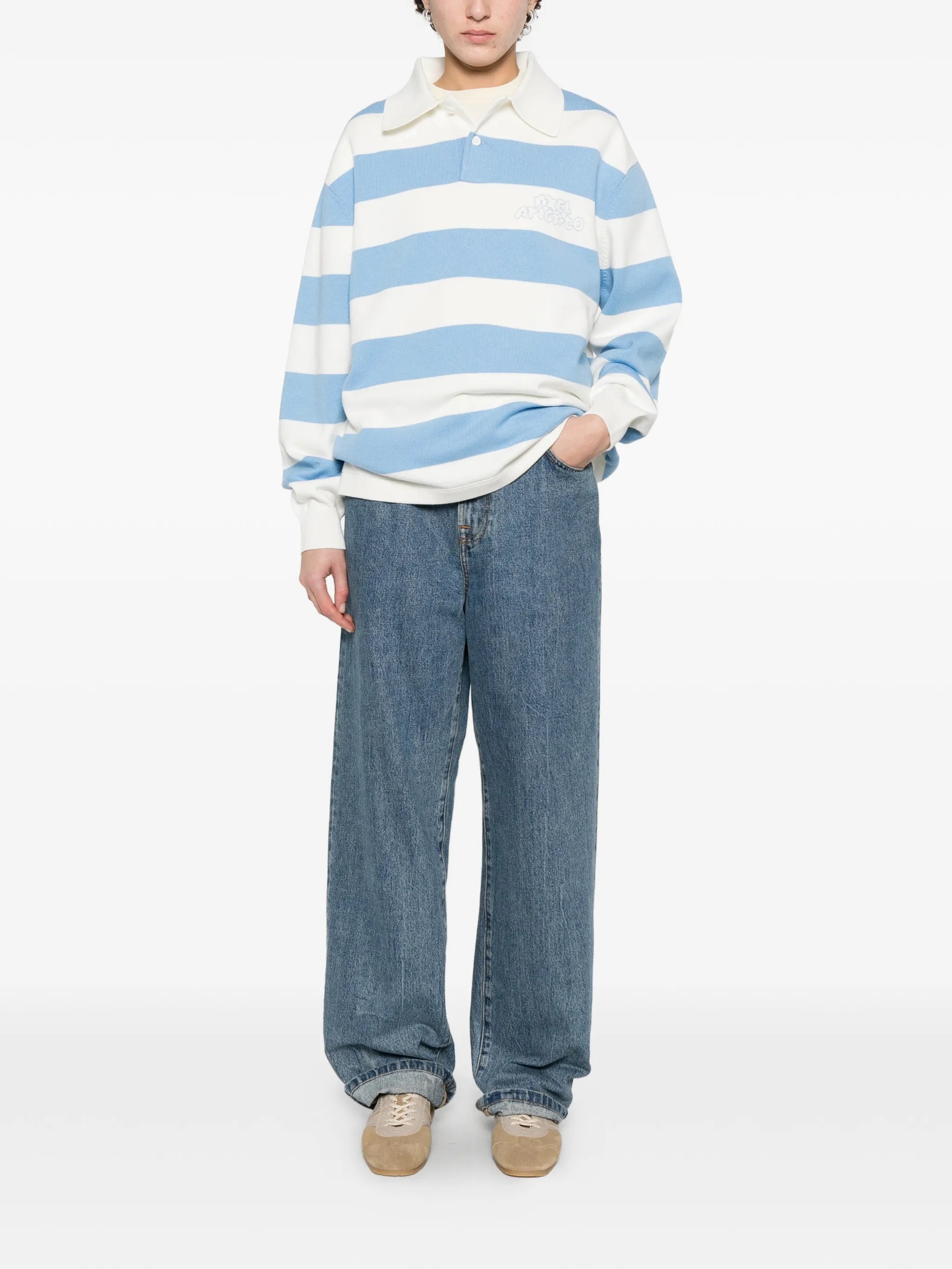 Axel Arigato Axel Arigato Rey Striped-pattern Logo-embroidery Polo Sweater