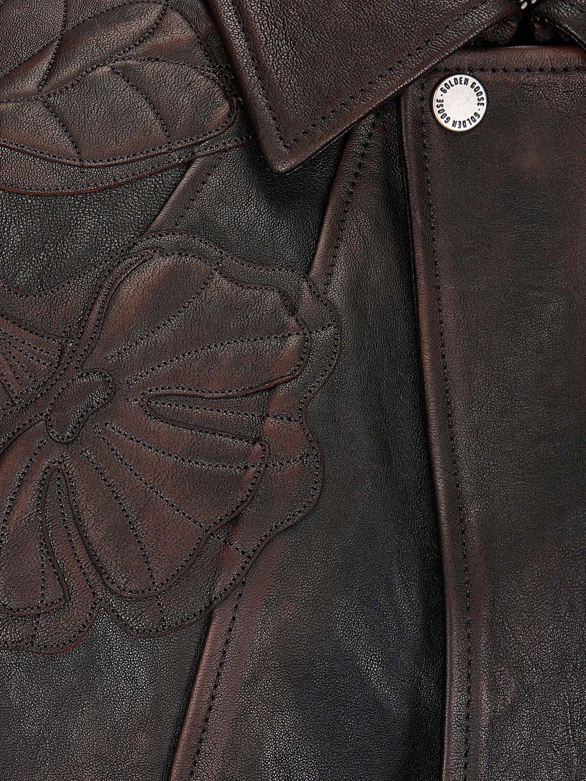 Golden Goose Golden Goose Bomber Jacket In Nappa Leather With Floral Embroidery, view 2
