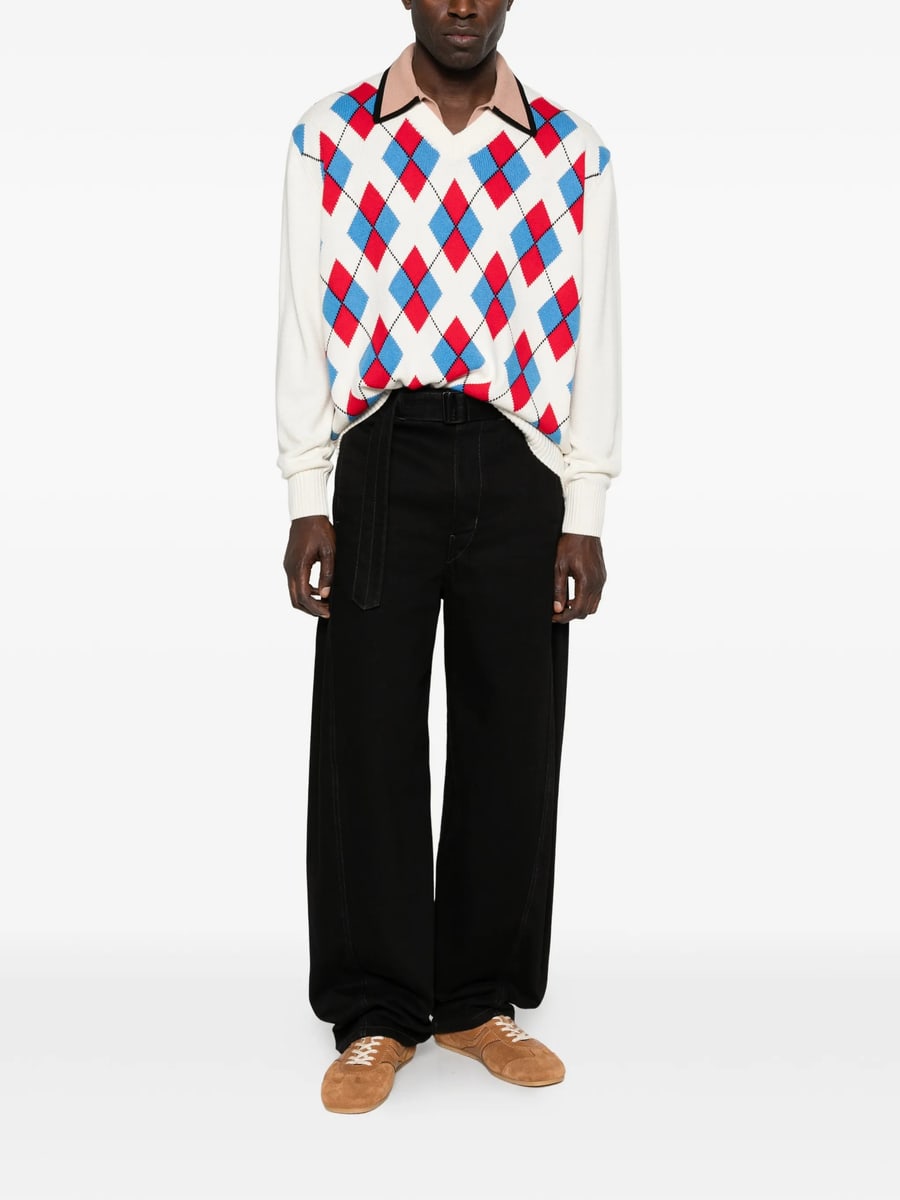 Dries Van Noten Dries Van Noten Argyle V-neck Sweater, view 2