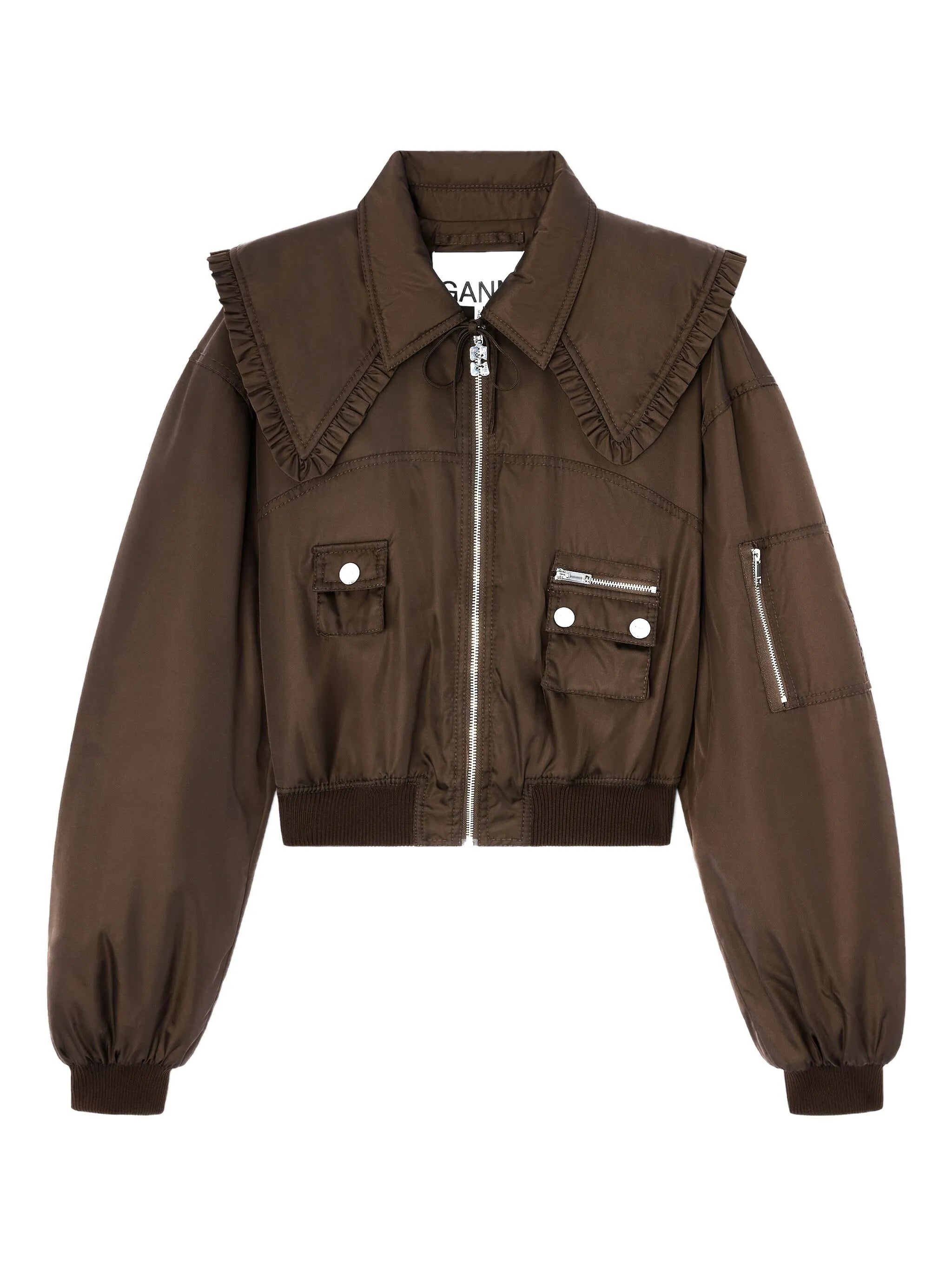 Ganni Ganni Ruffled-detail Bomber Jacket