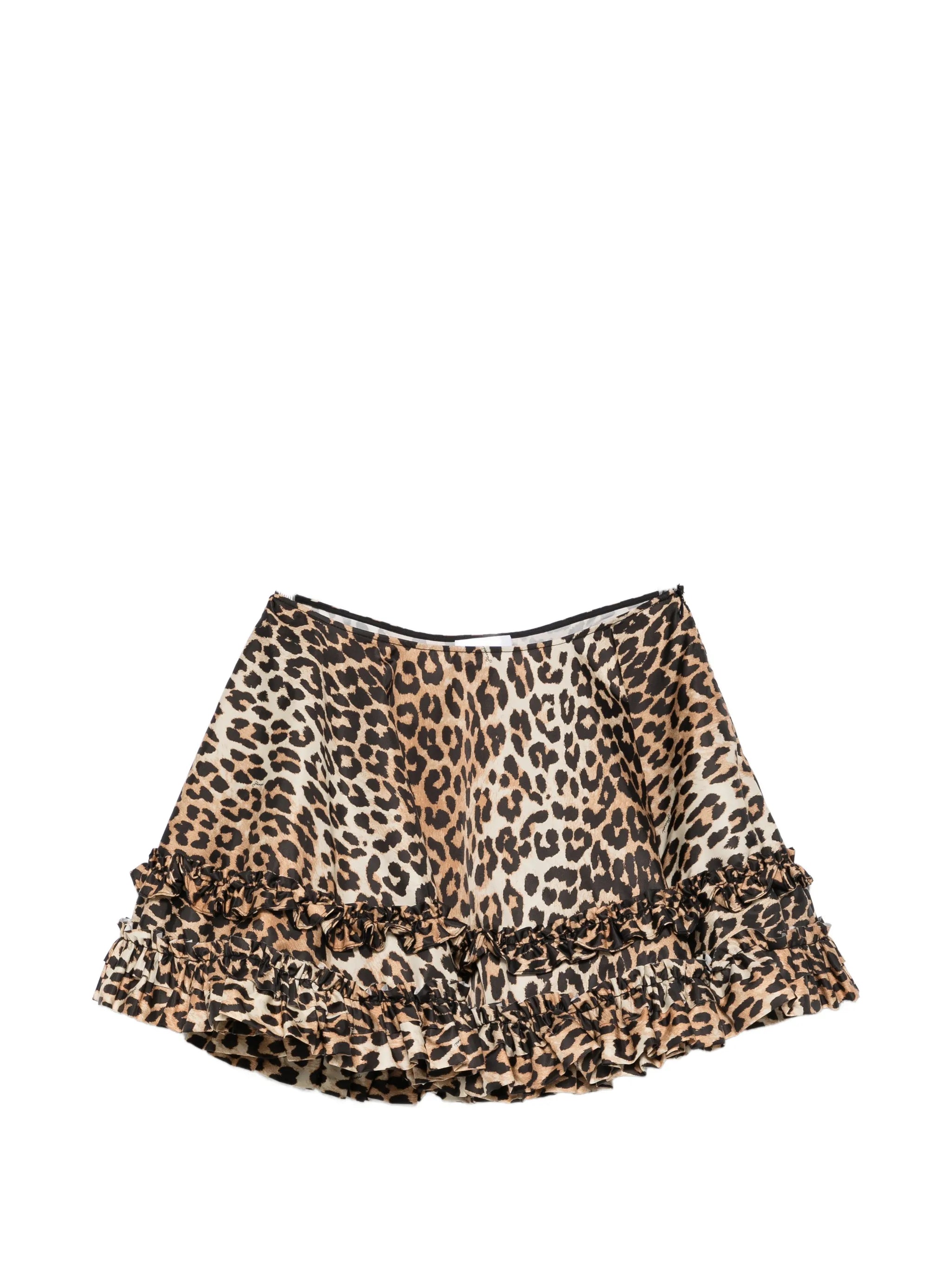 Ganni Ganni Ruffled Leopard-print Mini Skirt