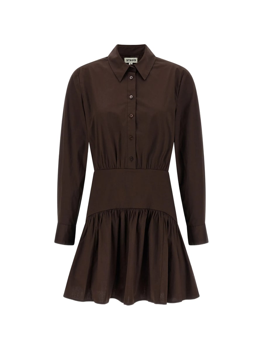 Staud Staud Rocco Button Long-sleeve Midi Dress