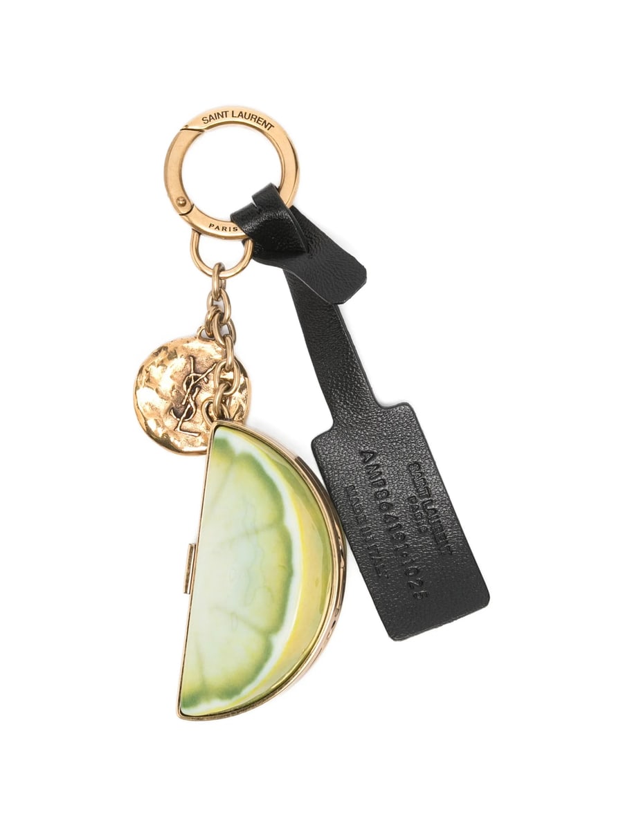 Saint Laurent Saint Laurent Cassandre Lime Pendant Keyring