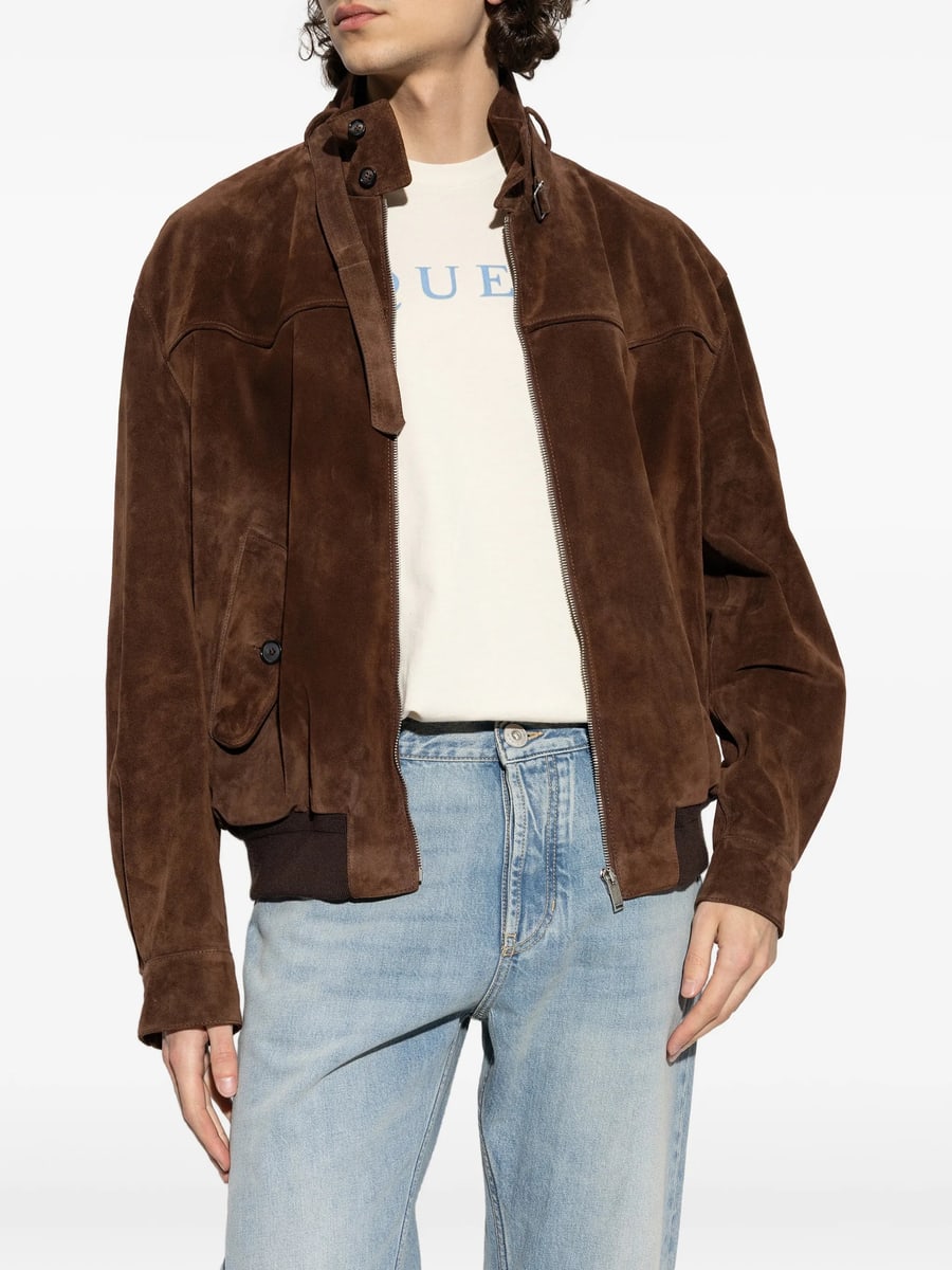 Alexander McQueen Alexander Mcqueen Zip-up Suede Jacket, view 3