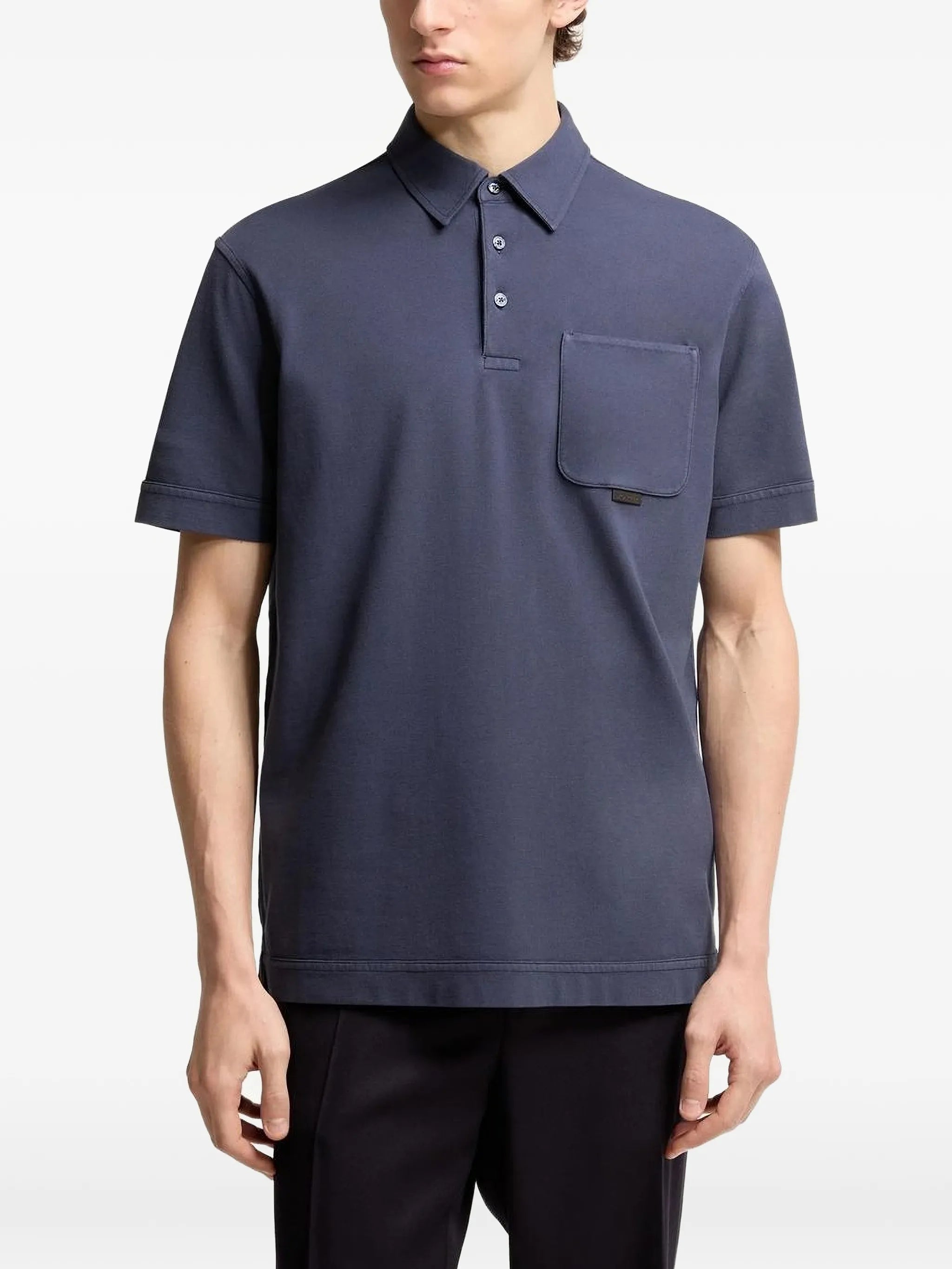 Moncler Moncler Leather-logo Cotton Polo Shirt, view 2