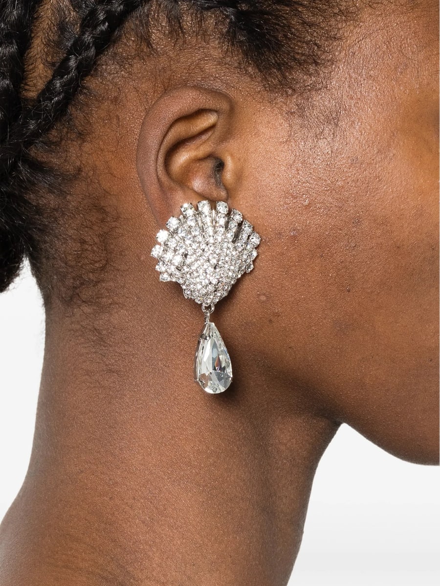 Alessandra Rich Alessandra Rich Crystal Shell-motif Drop Earrings, view 3