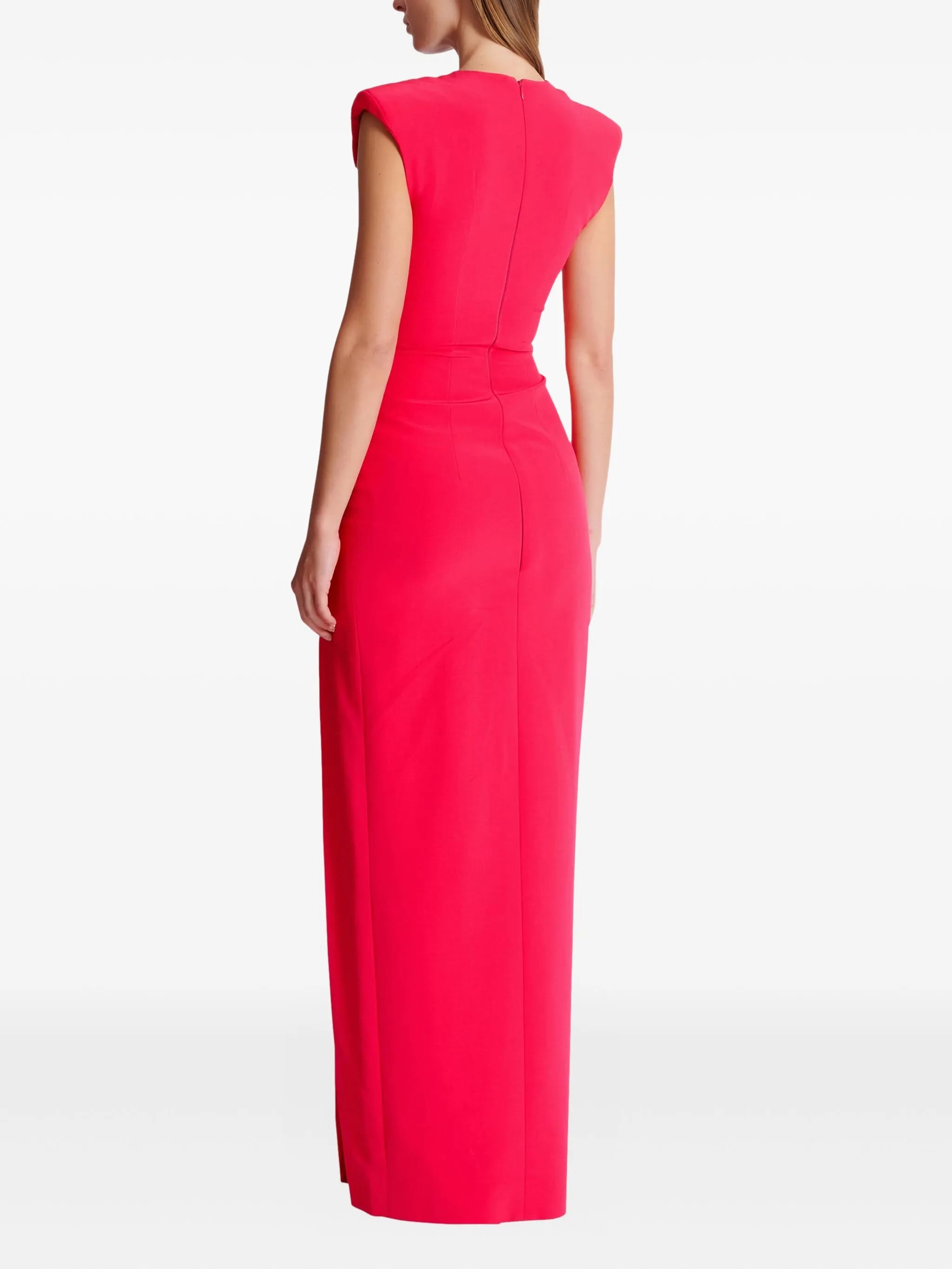 Balmain Balmain Long Crepe Dress With Embellished Detail, view 2