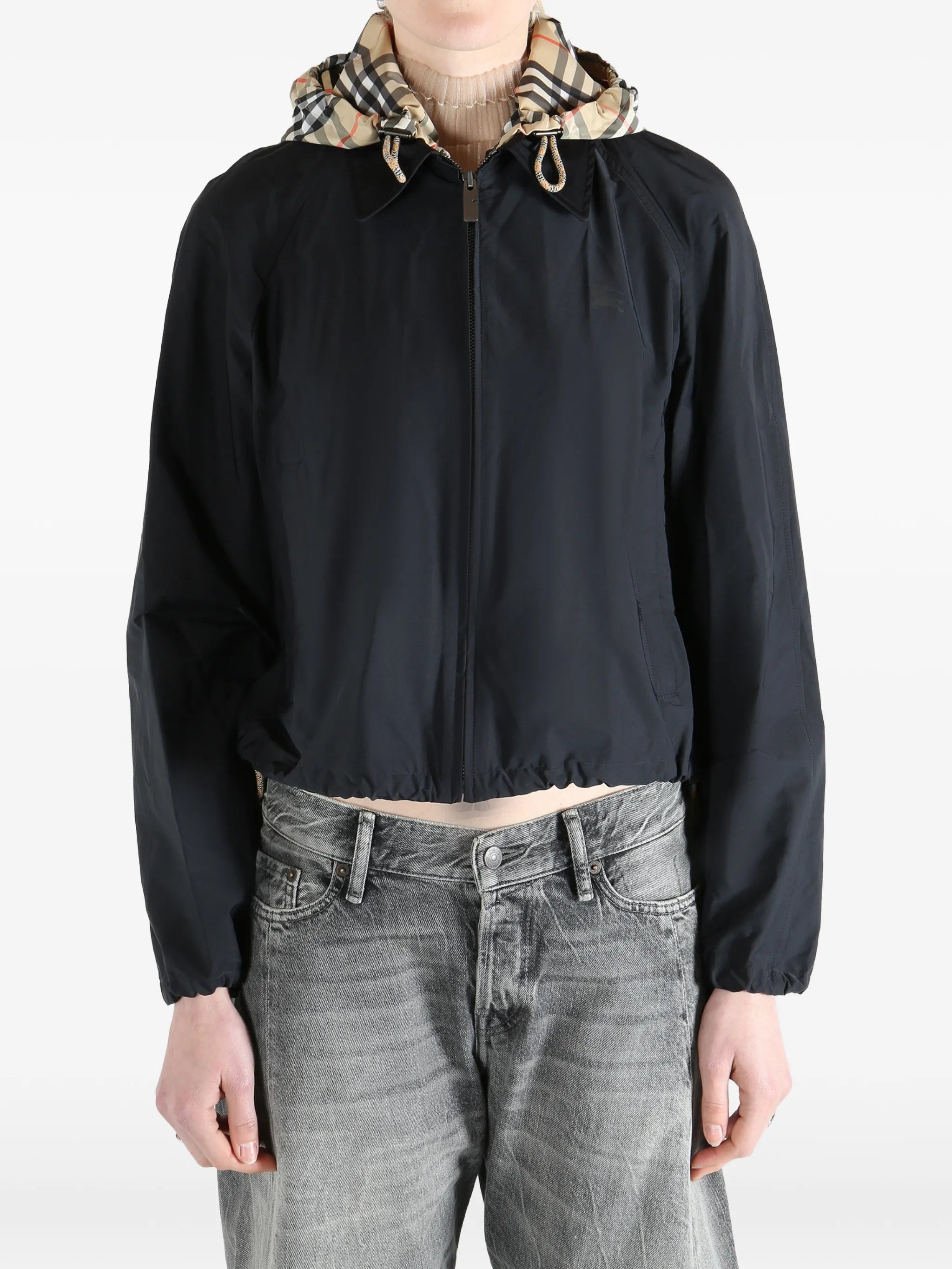Burberry Burberry Check-hood Cropped Jacket, view 2