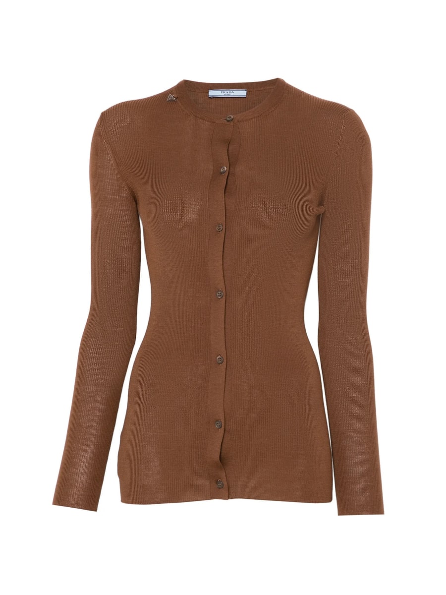Prada Prada Ribbed Knit Wool Cardigan