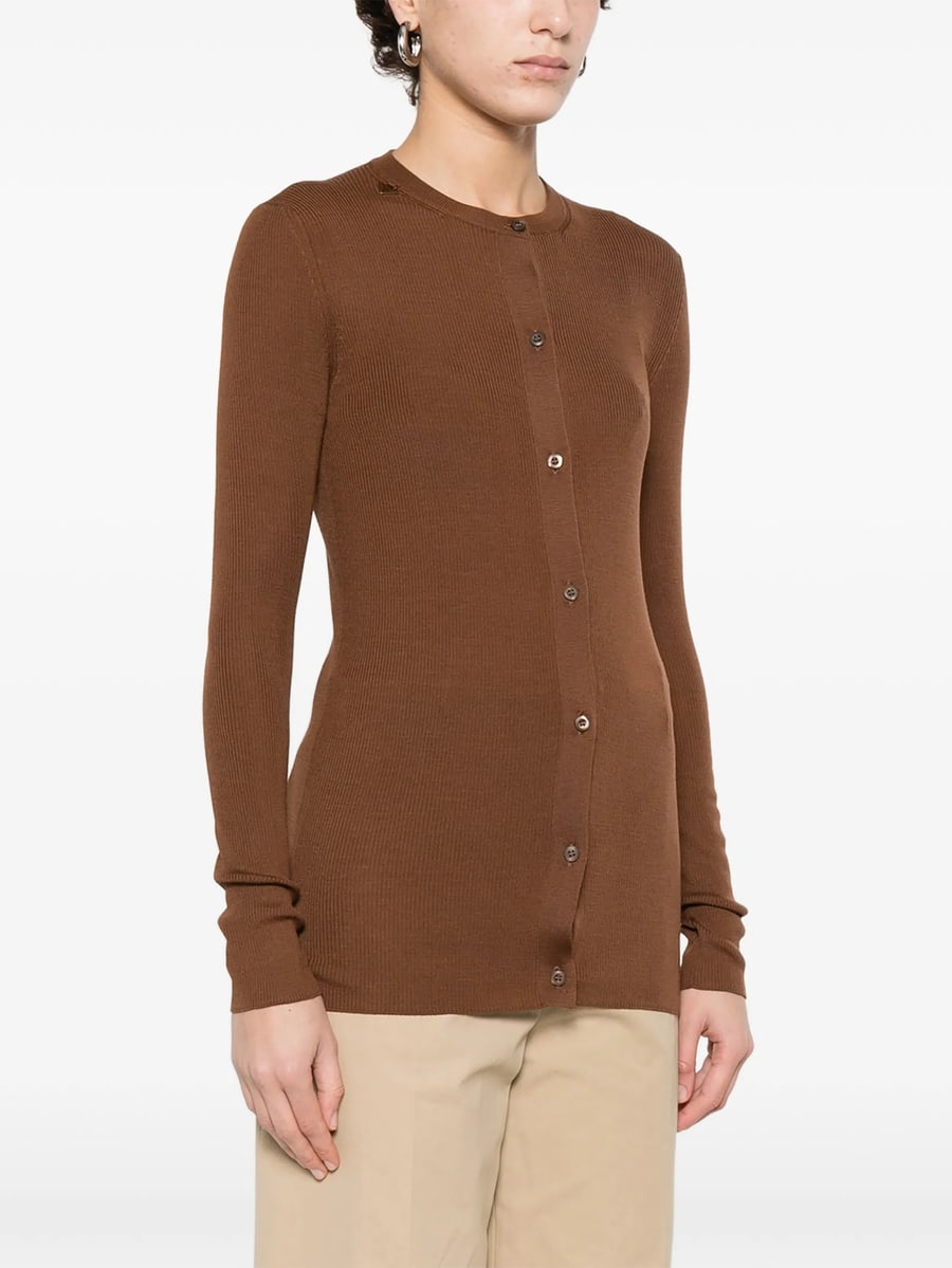 Prada Prada Ribbed Knit Wool Cardigan, view 4