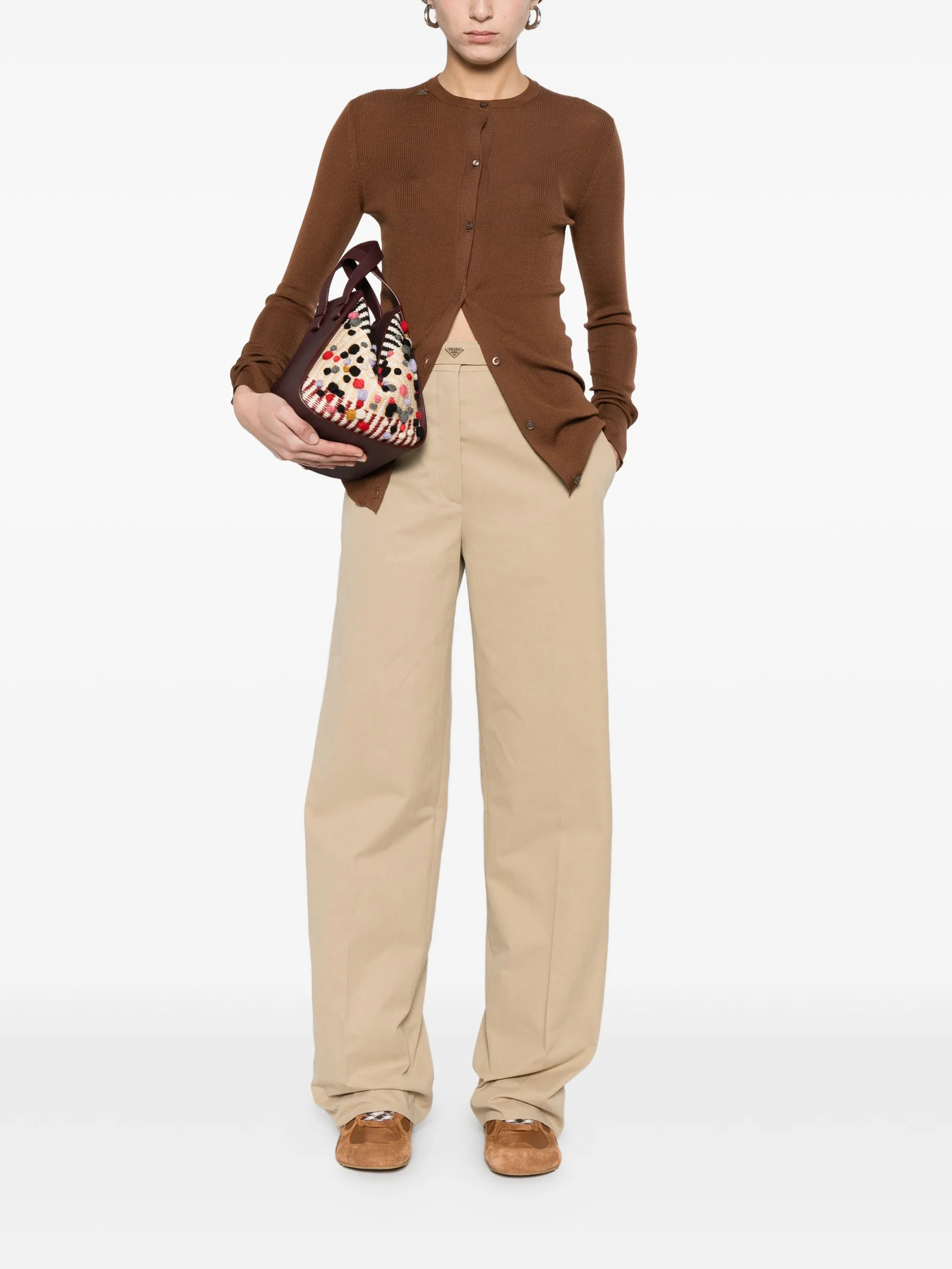 Prada Prada Ribbed Knit Wool Cardigan, view 2