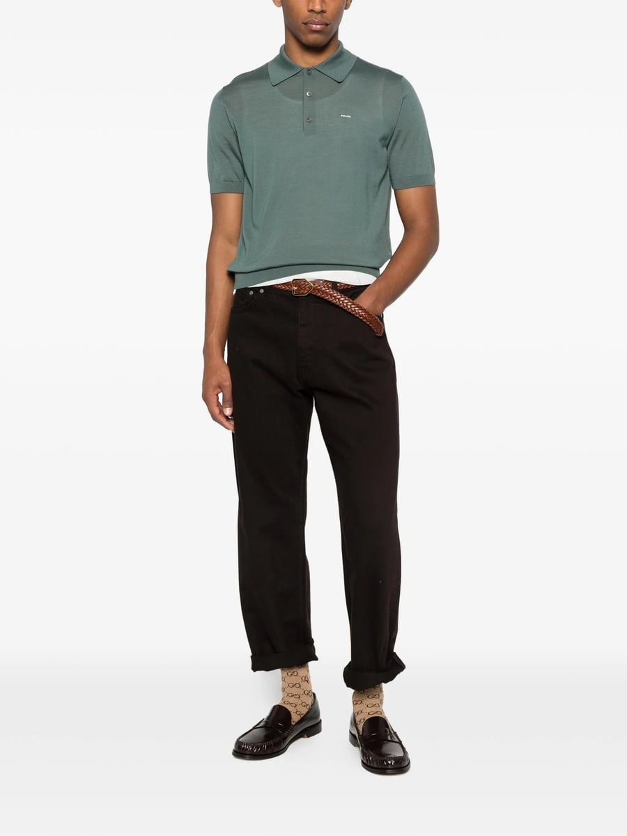 Prada Prada Superfine Wool Polo Shirt, view 4