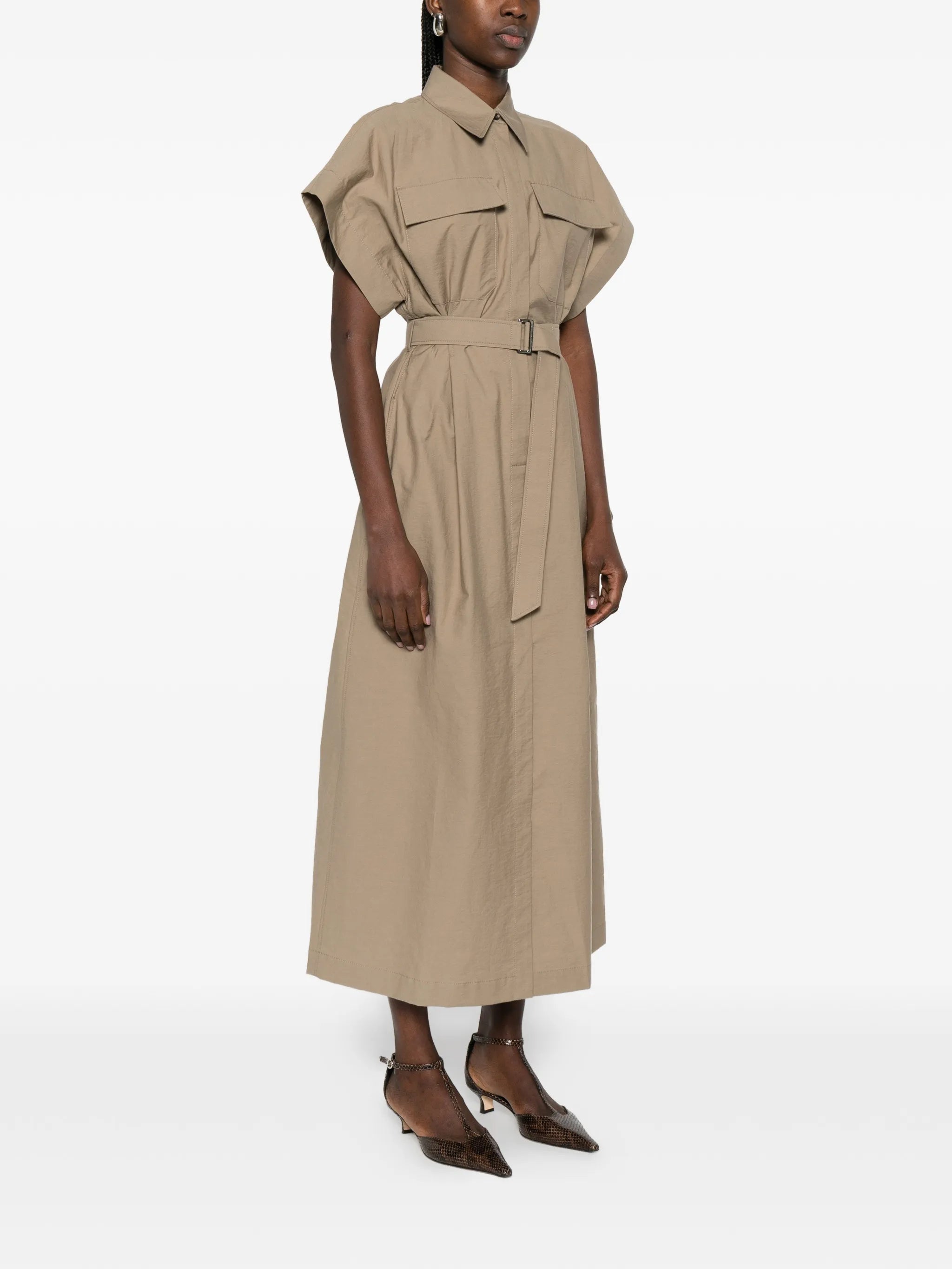 Brunello Cucinelli Brunello Cucinelli Pocket Belted Midi Dress, view 2