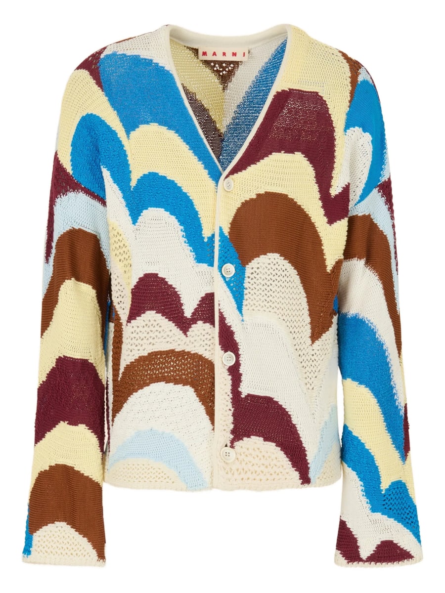 Marni Marni Patterned Crochet-effect Cardigan