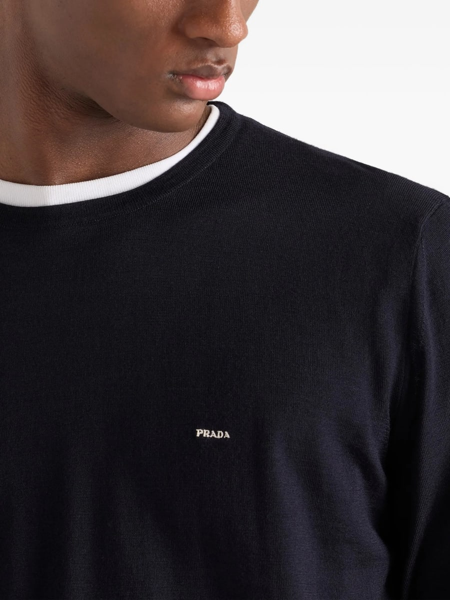 Prada Prada Superfine Wool Crew-neck Sweater, view 3