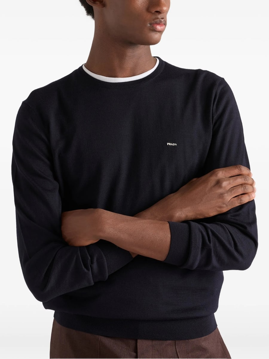 Prada Prada Superfine Wool Crew-neck Sweater, view 5