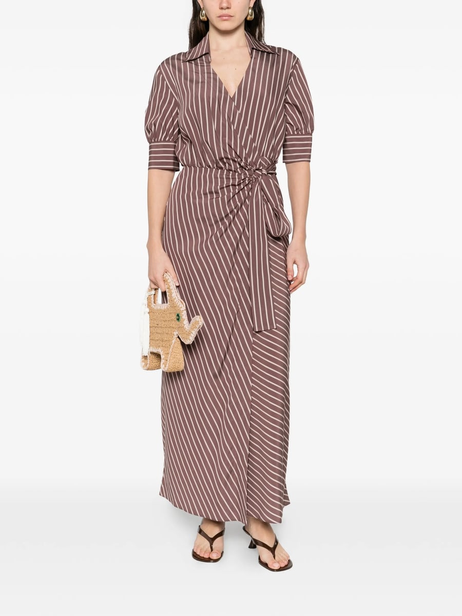 Pinko Pinko Long Wrap Dress With Striped Pattern, view 4